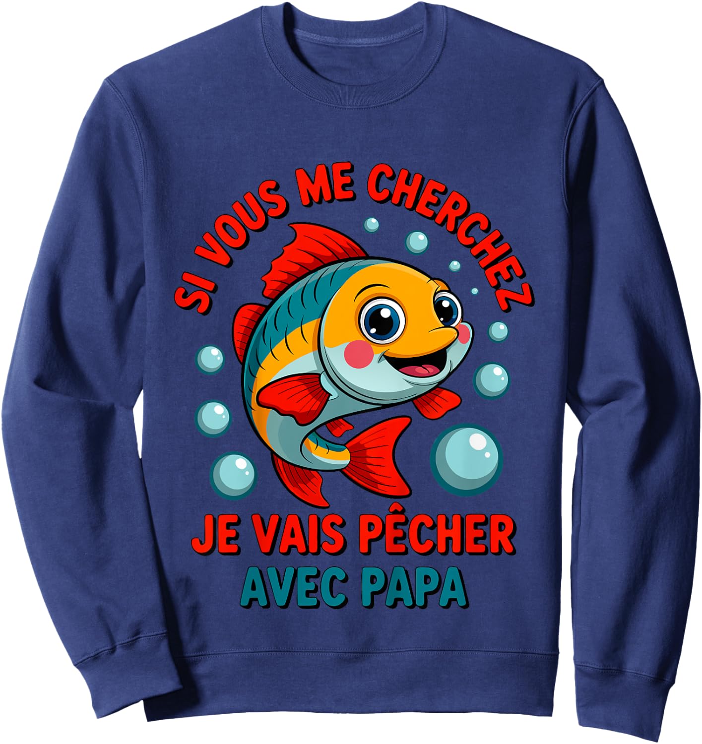 Enfant Pêche avec papa drôle de poisson qui saute Sweatshirt - Sweatshirt | Navy