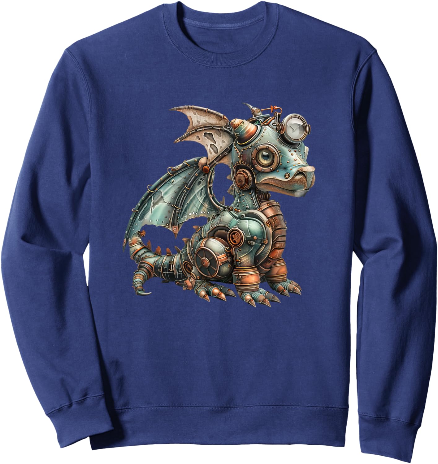 Dragon Steampunk Vintage Art Men Women Children Retro Sweatshirt - Sweatshirt | Navy