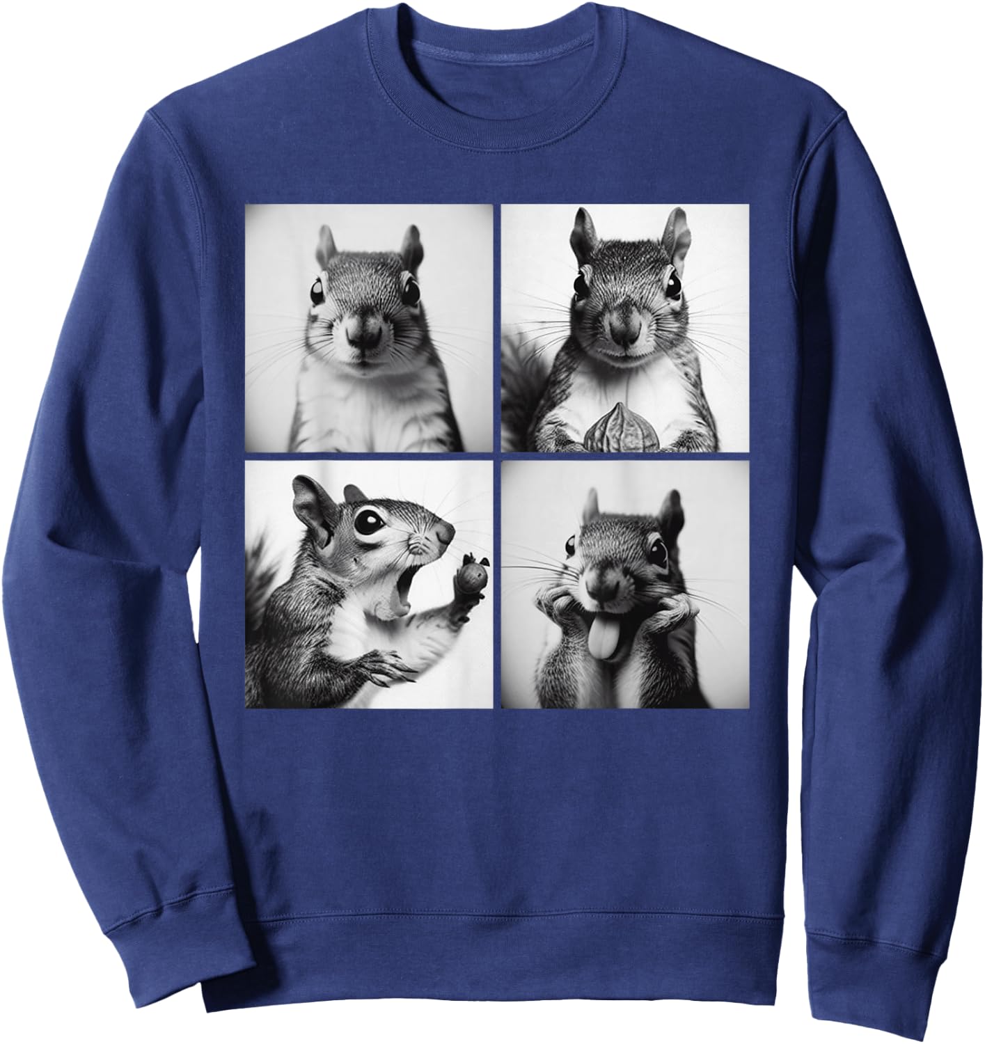 Photobooth Funny Animal Squirrel Vintage Selfie Photoshoots Sweatshirt - Sweatshirt | Navy