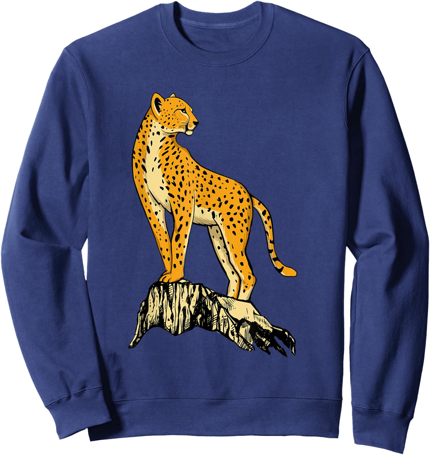 Cheetah Art Illustration - Zookeeper Wildlife Safari Animals Sweatshirt - Sweatshirt | Navy