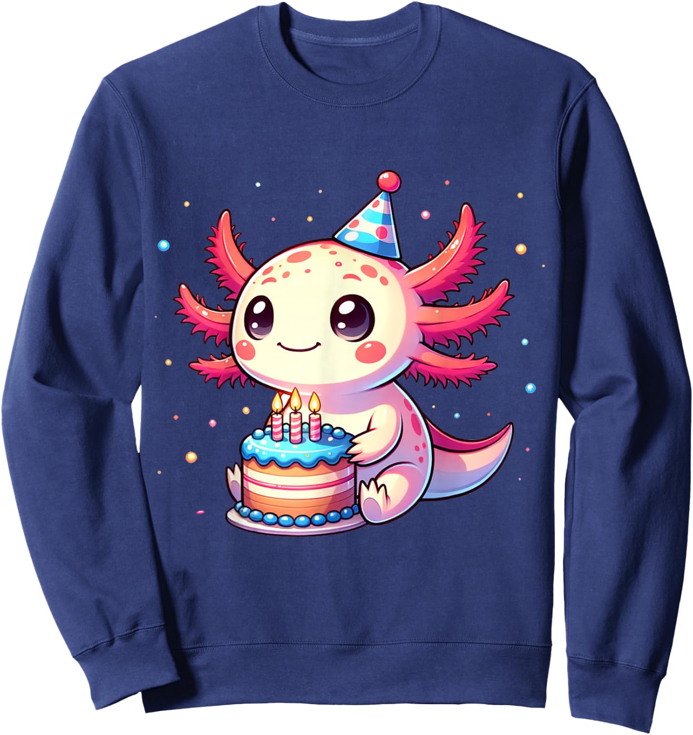 Funny Axolotl Birthday Party Design For Axolotl Lover Sweatshirt - Sweatshirt | Navy