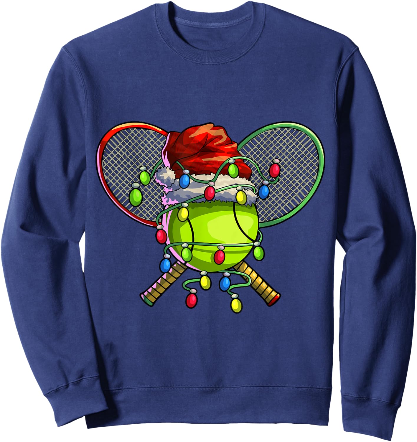 Christmas Tennis Xmas Christmas Tree Lights Tennis Player Sweatshirt - Sweatshirt | Navy