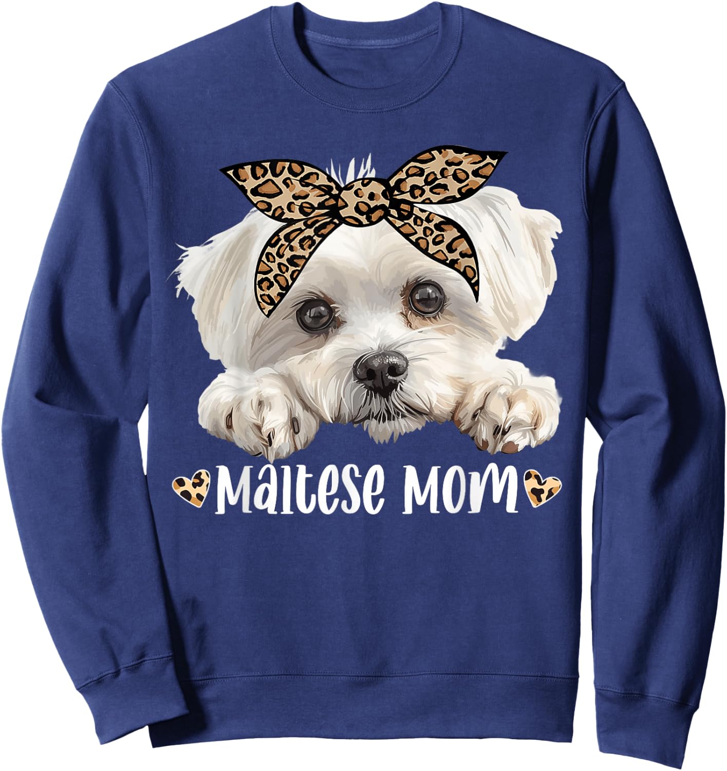 Cute Maltese Mom Leopard Mama Dog Lovers Funny Mother’s Day Sweatshirt - Sweatshirt | Navy