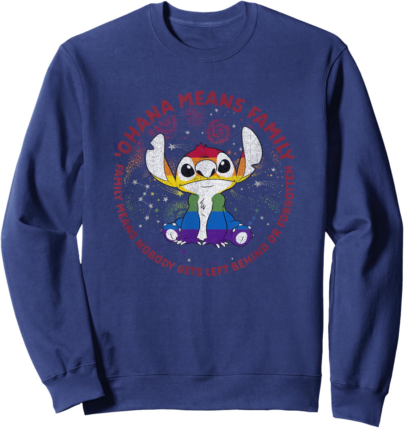 Disney Lilo & Stich Ohana Pride Circle Short Sleeve Sweatshirt - Sweatshirt | Navy