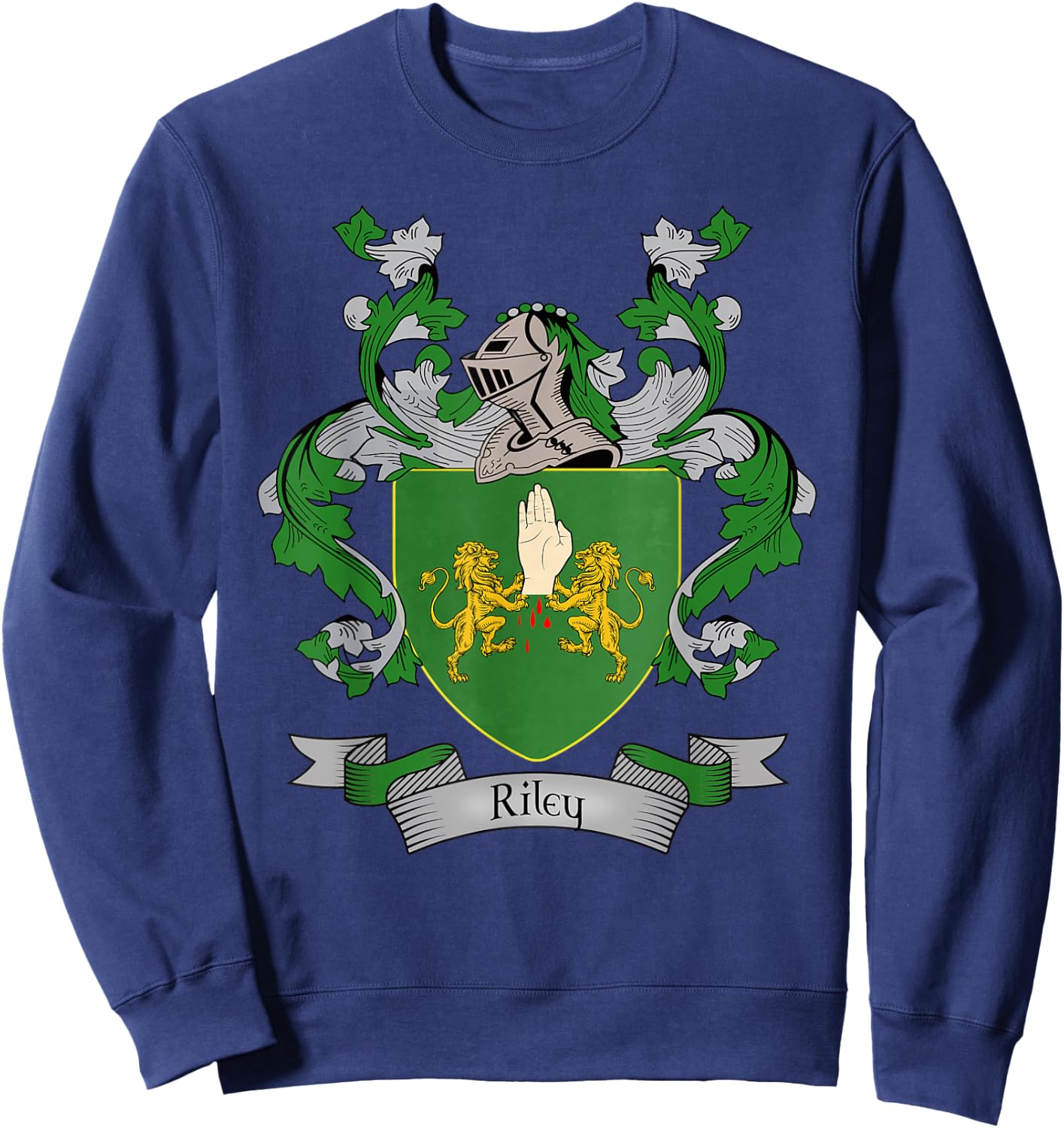 Riley Coat of Arms | Riley Surname Family Crest Sweatshirt - Sweatshirt | Navy