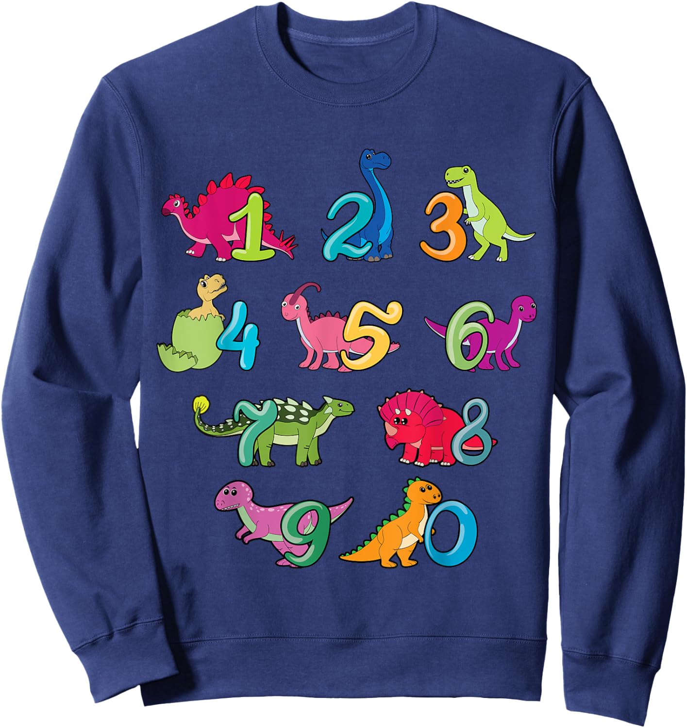 Dinosaurs Kawaii Cute Numbers Love Maths Day Numbers Day Sweatshirt - Sweatshirt | Navy
