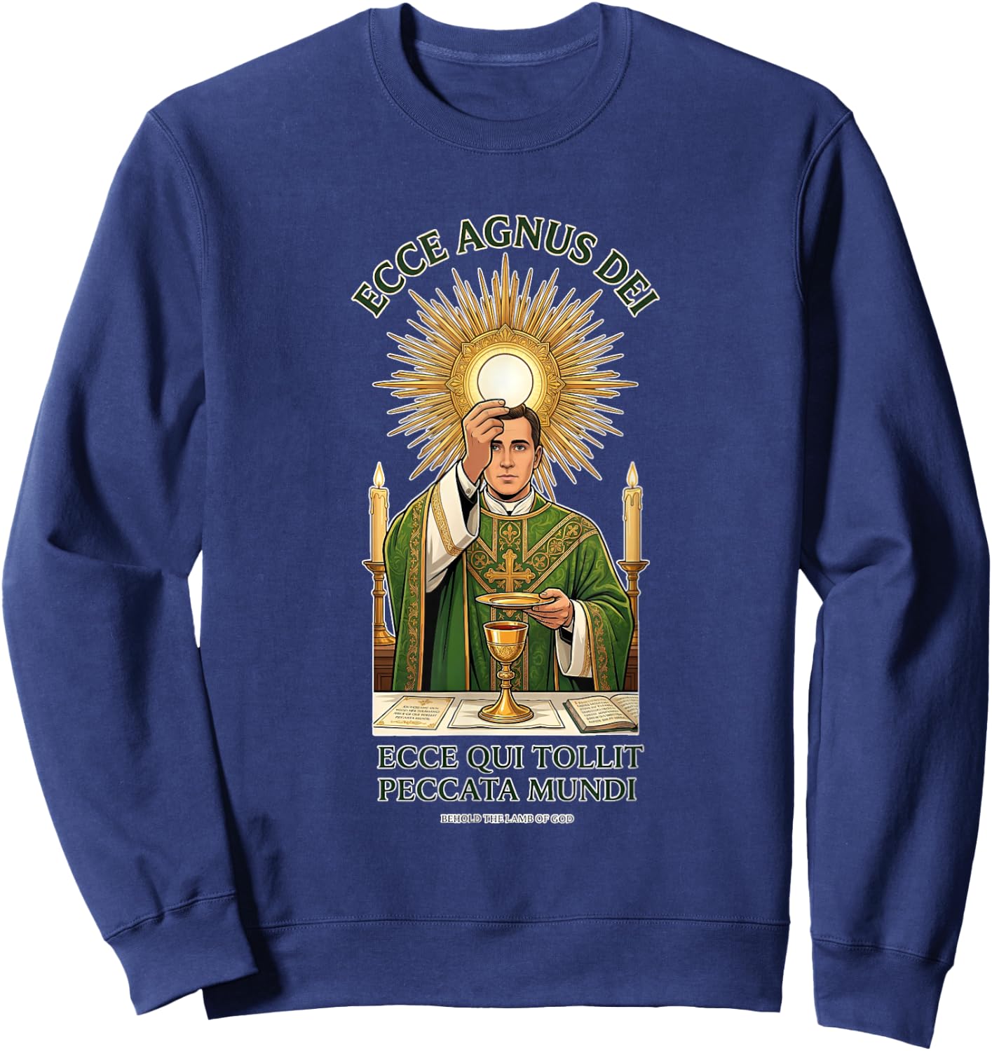 Consécration eucharistique Traditionnelle Latine Messe Catholique Sweatshirt - Sweatshirt | Navy