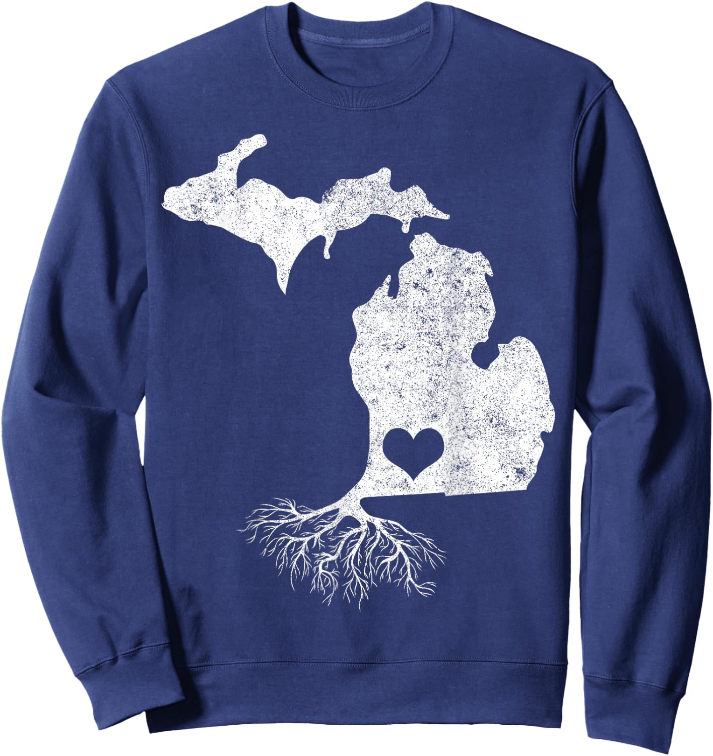 Michigan Roots Shirt: I Love Michigan With Roots Sweatshirt - Sweatshirt | Navy