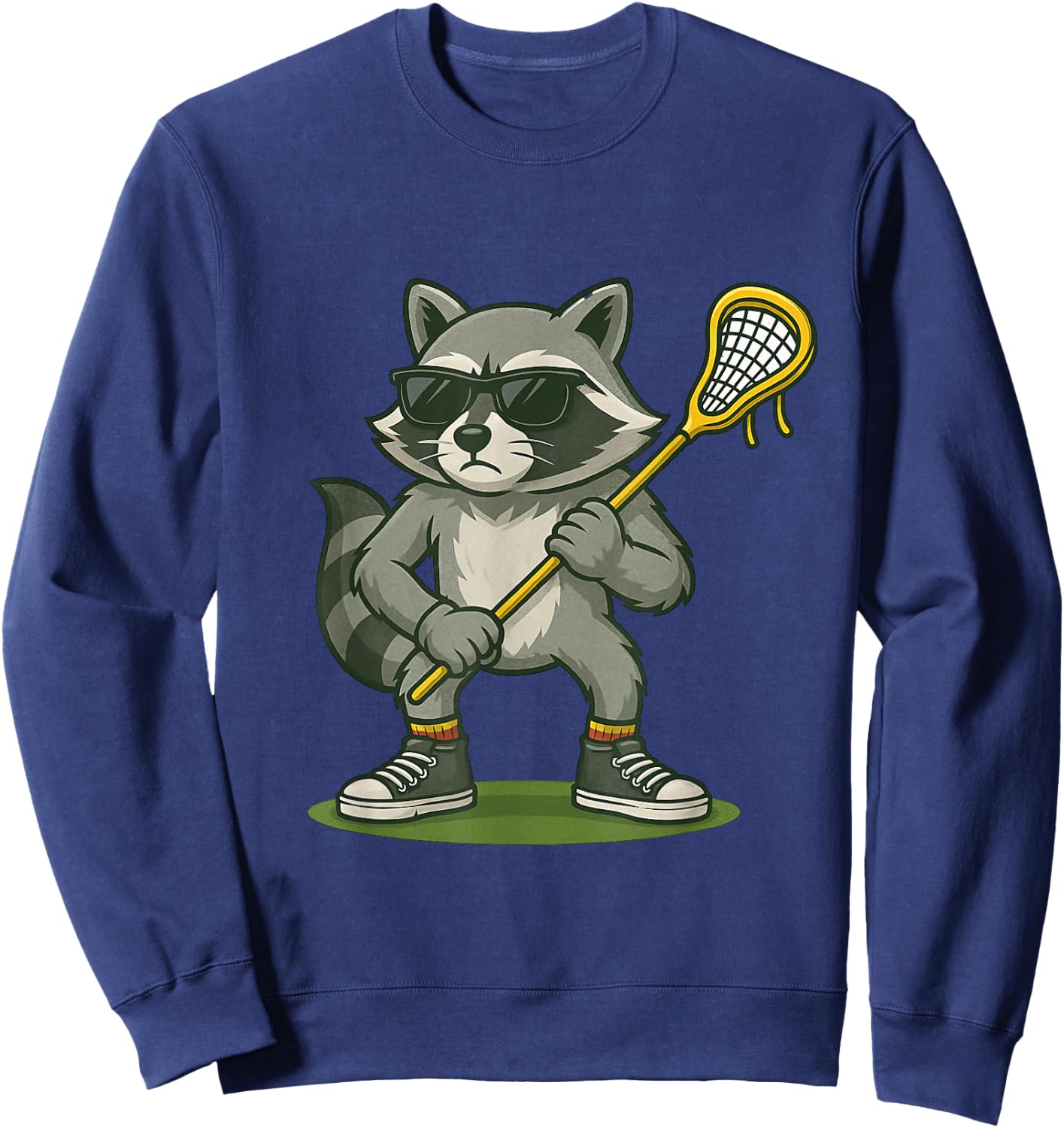 Funny Lacrosse LAX Raccoon Kids Men Women Lacrosse Player Sweatshirt - Sweatshirt | Navy
