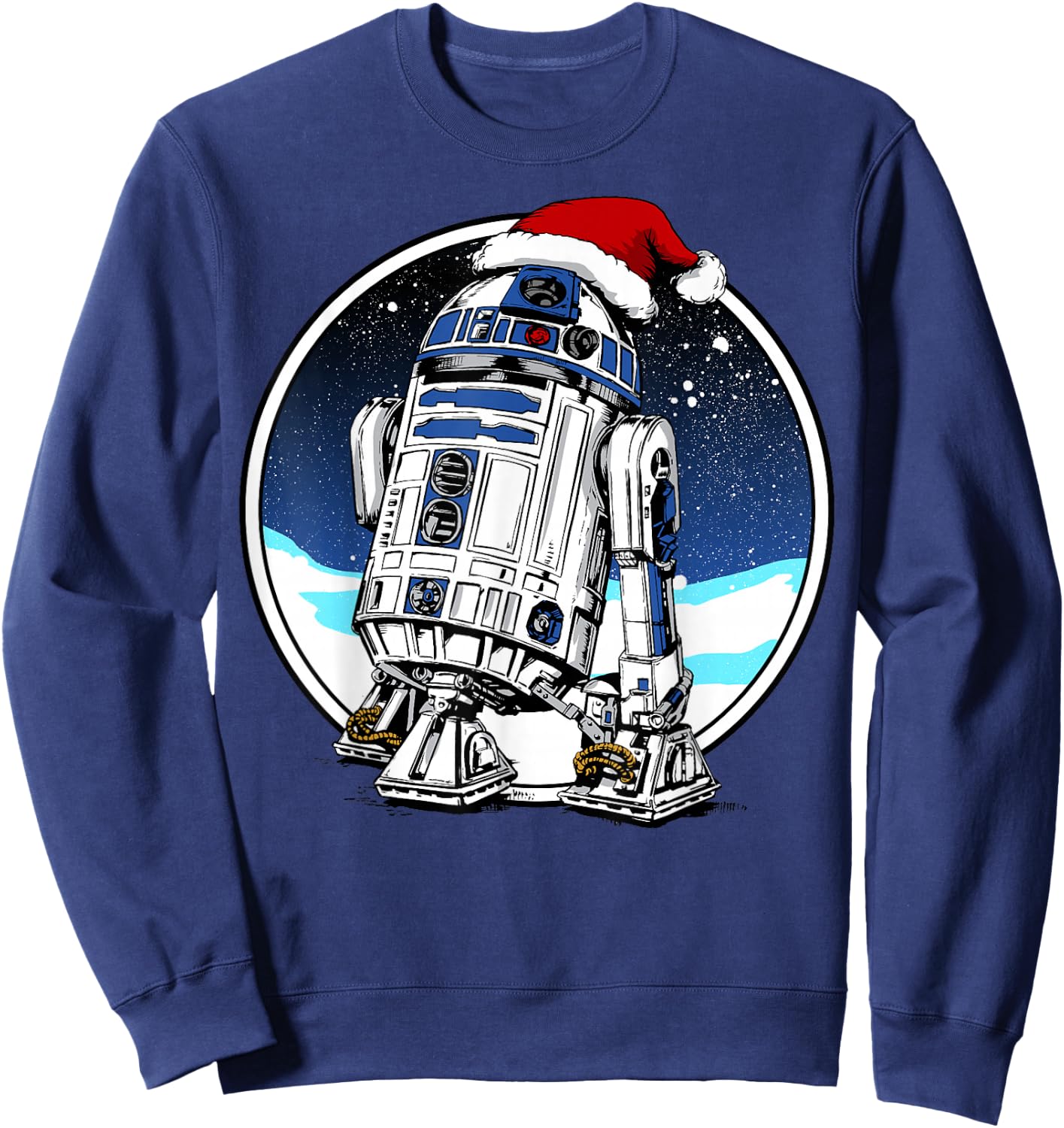 Star Wars Holiday Santa Hat Christmas R2-D2 Circle Sweatshirt - Sweatshirt | Navy