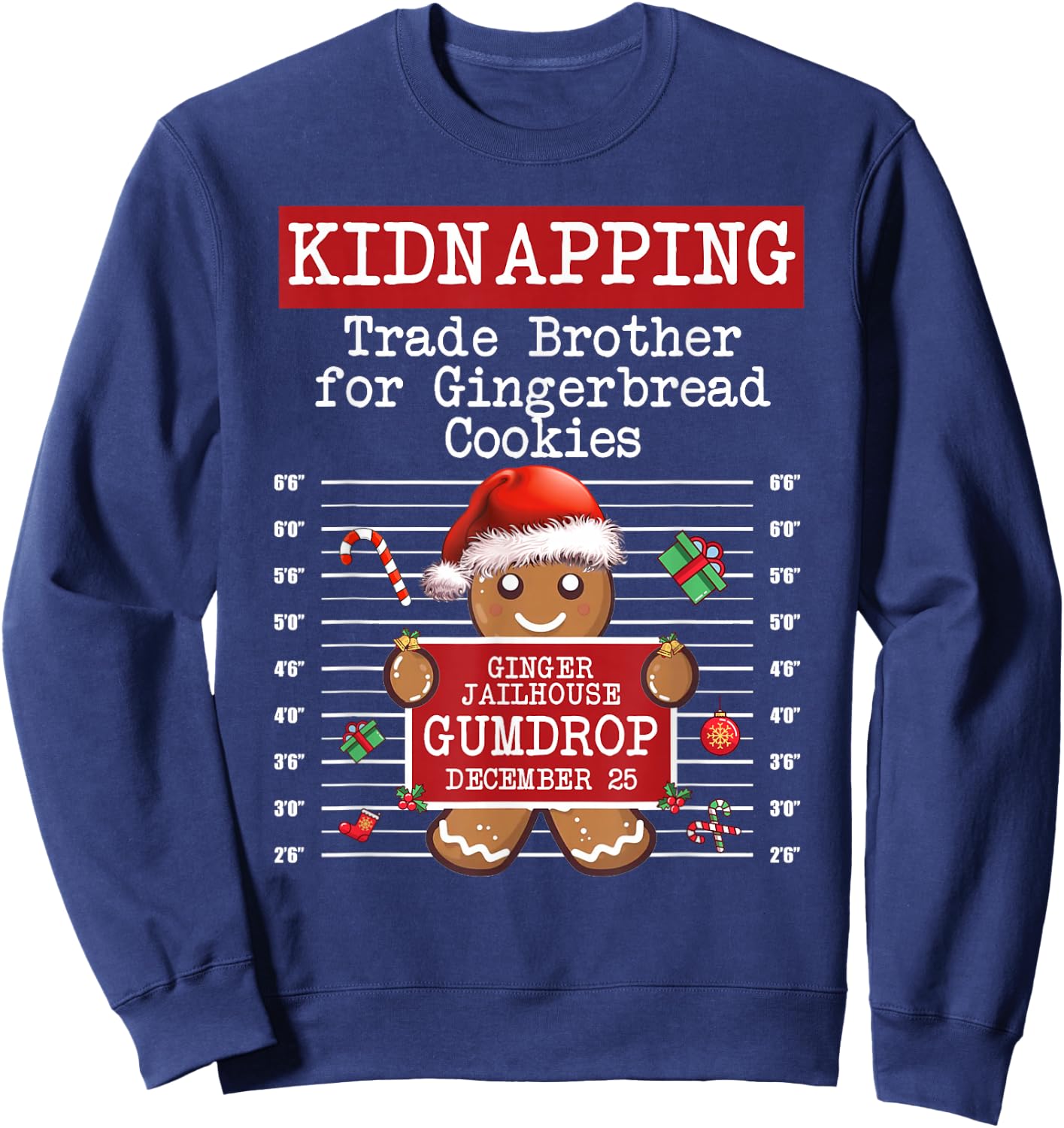 Family Matching Christmas Gingerbread Inmate Trade Brother Sweatshirt - Sweatshirt | Navy