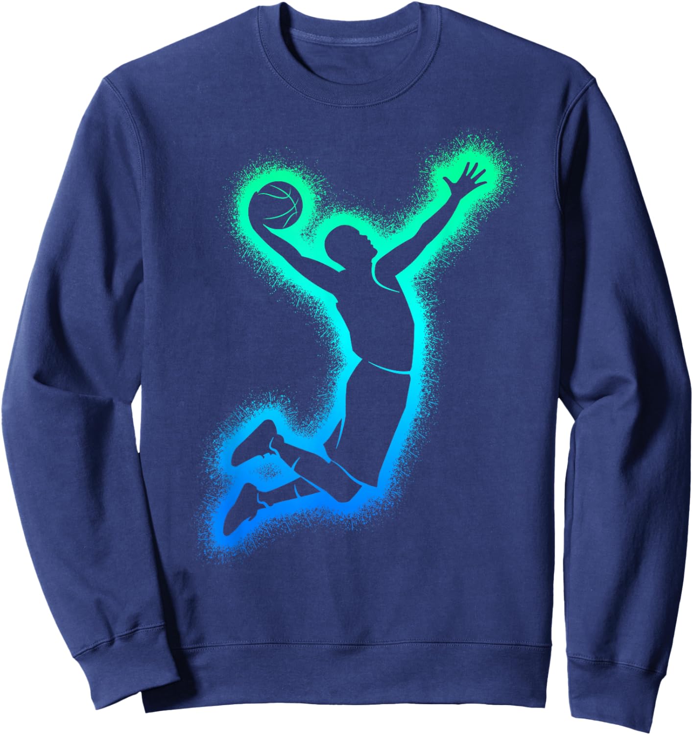 Dunking Basketball Player Men's Boys Basketball , black Sweatshirt - Sweatshirt | Navy