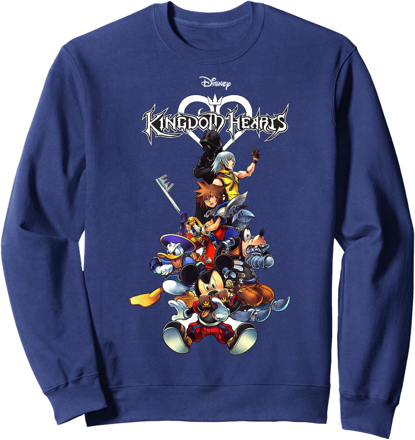 Disney Kingdom Hearts Group Shot Action Pose Logo Sweatshirt - Sweatshirt | Navy