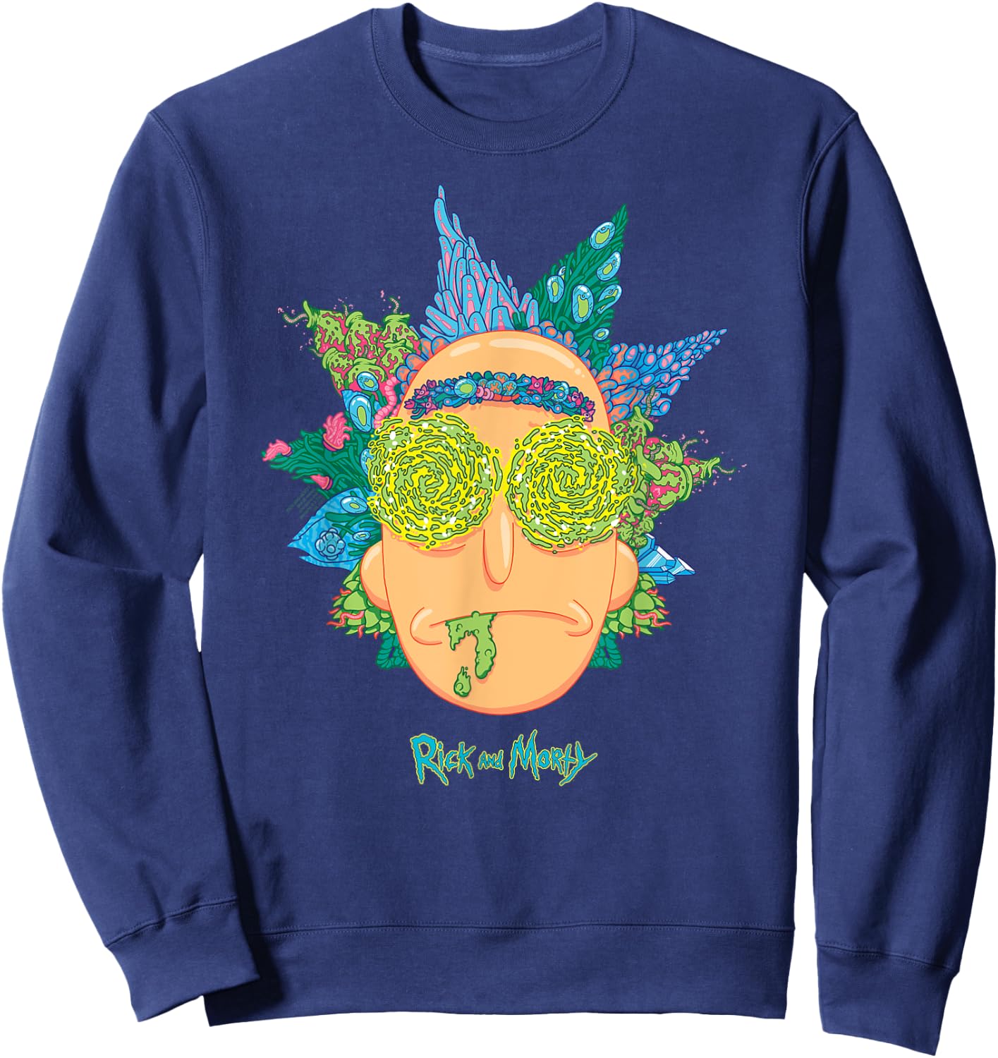 Adult Swim Rick & Morty Botanical Rick , black Sweatshirt - Sweatshirt | Navy