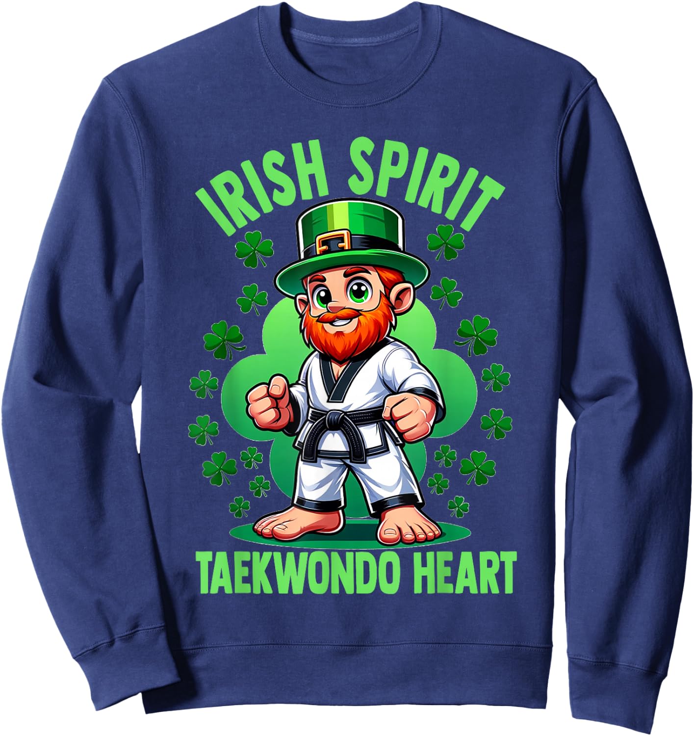 St Patricks Day Martial Arts Irish Spirit Taekwondo Heart Sweatshirt - Sweatshirt | Navy