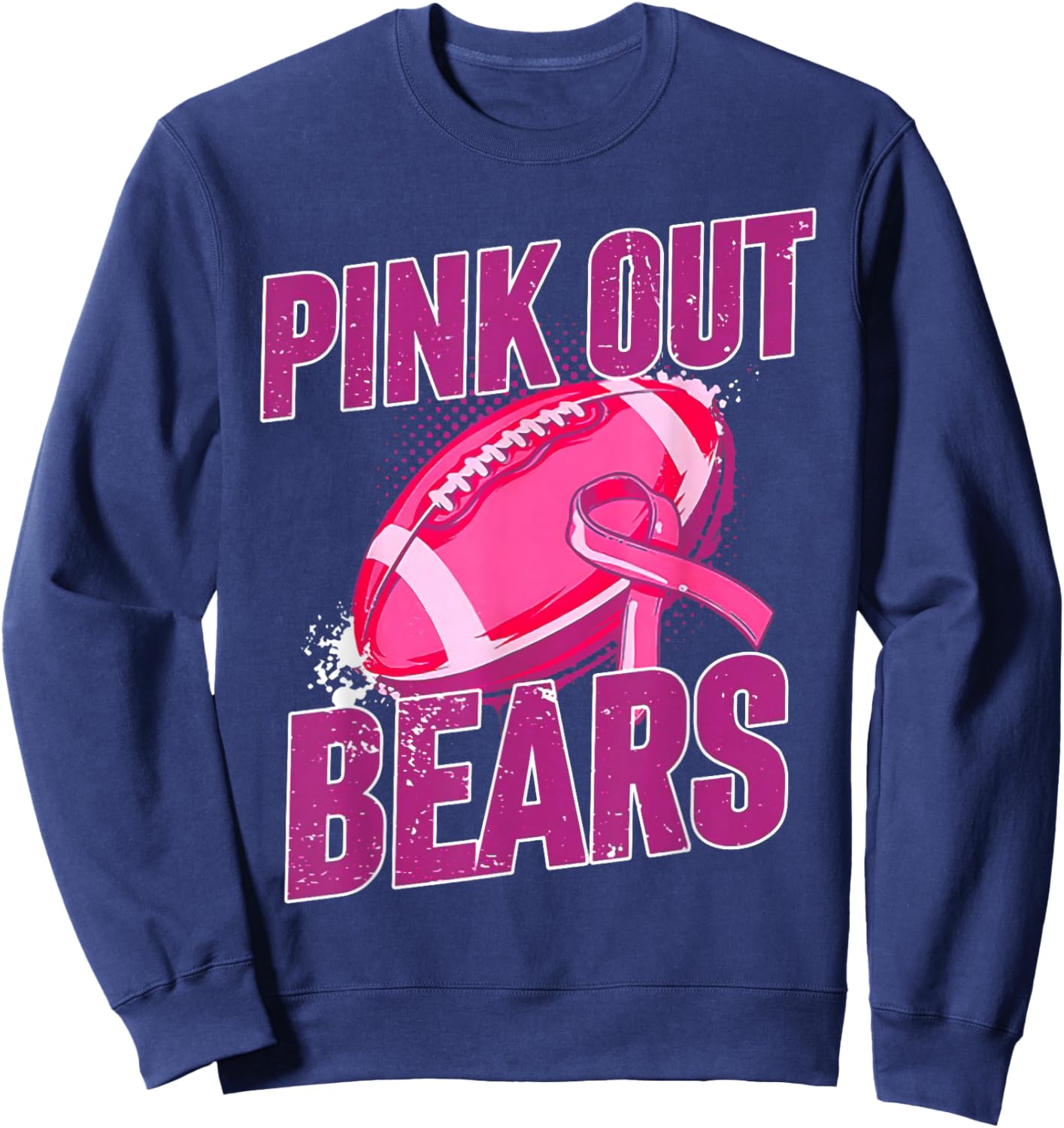 Bears Pink Out Football Tackle Breast Cancer Sweatshirt - Sweatshirt | Navy