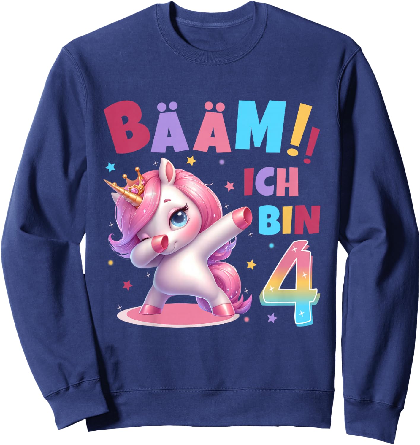 Children's 4th Birthday Girl 4 Years Unicorn Party Outfit Unicorn , black Sweatshirt - Sweatshirt | Navy