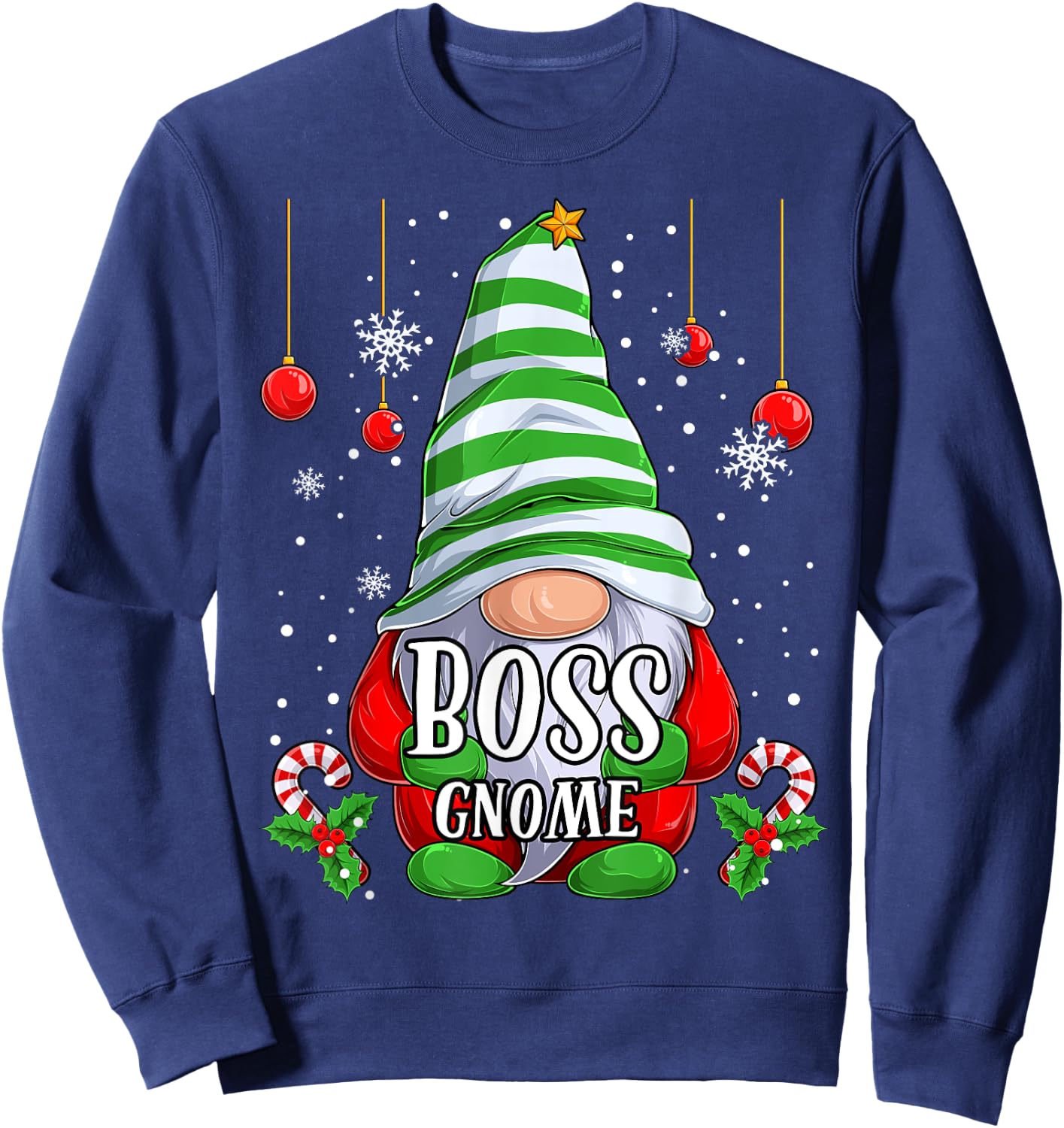Boss Gnome christmas pajamas matching family group Sweatshirt - Sweatshirt | Navy