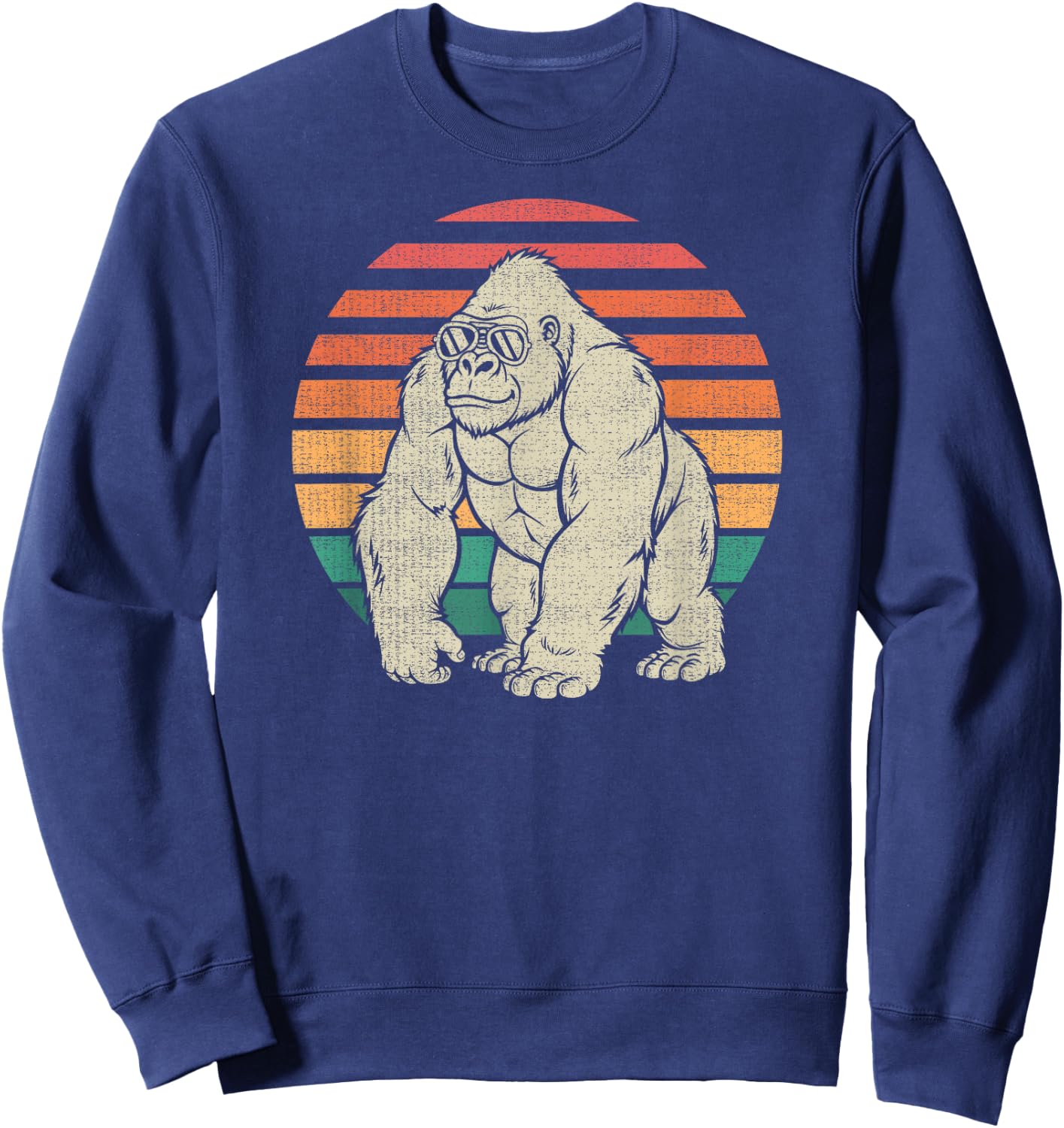 Funny Gorilla Silverback Lover Animal Retro 70s Sweatshirt - Sweatshirt | Navy