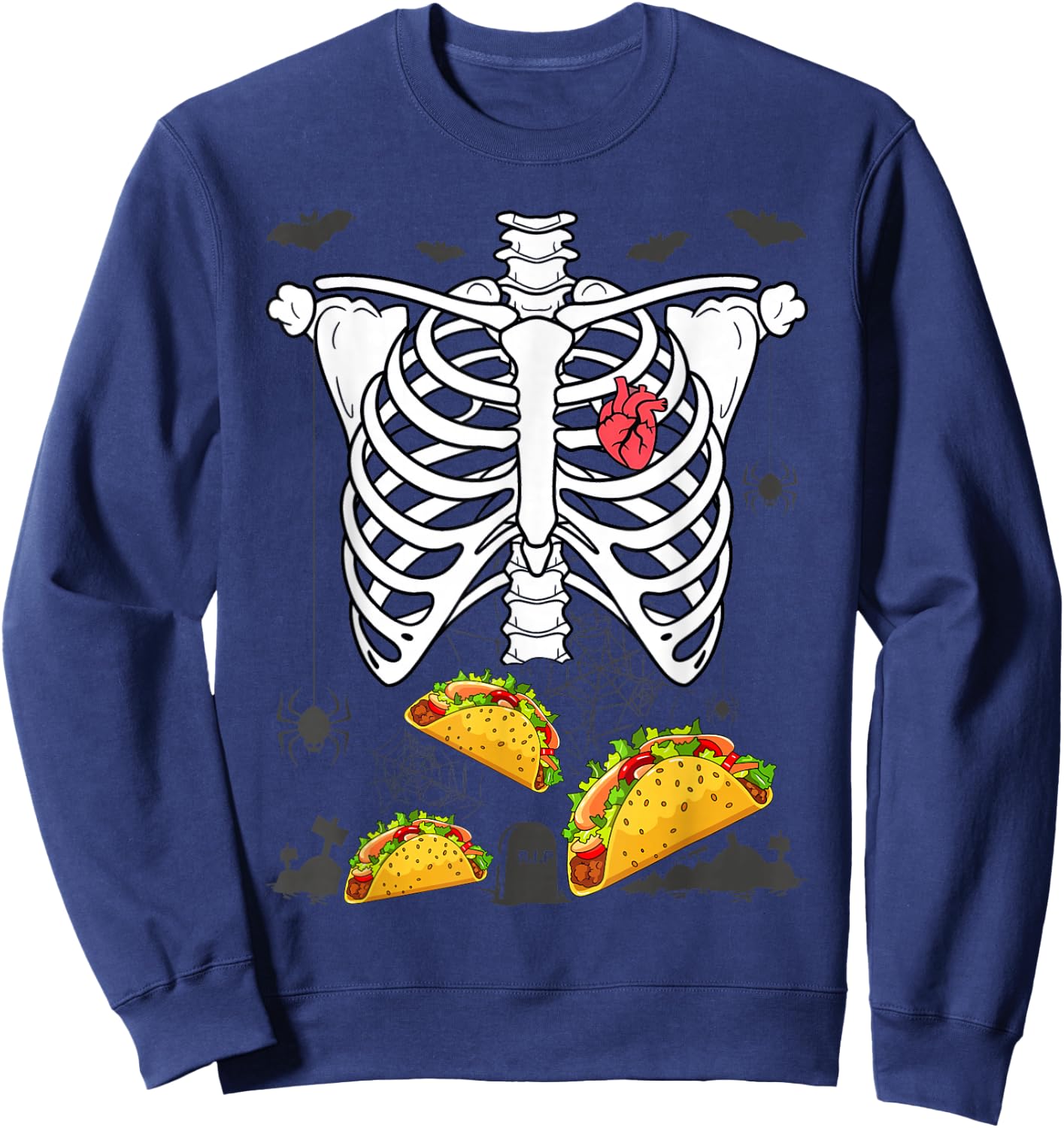 Halloween Dad Skeleton Taco Belly Funny Pregnancy Couple Men Sweatshirt - Sweatshirt | Navy