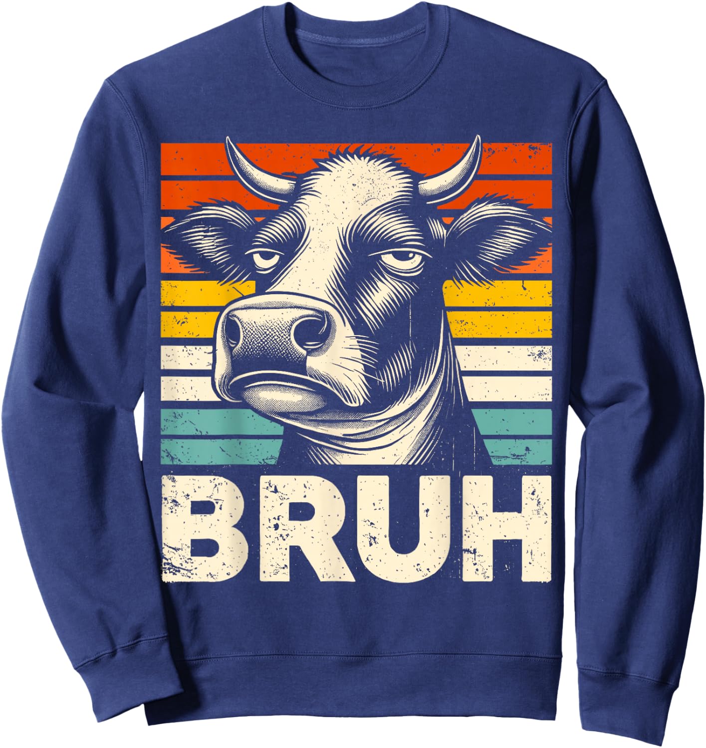 Funny Graphic Meme Cow Bruh For Boys Girls Kids Men Women Sweatshirt - Sweatshirt | Navy