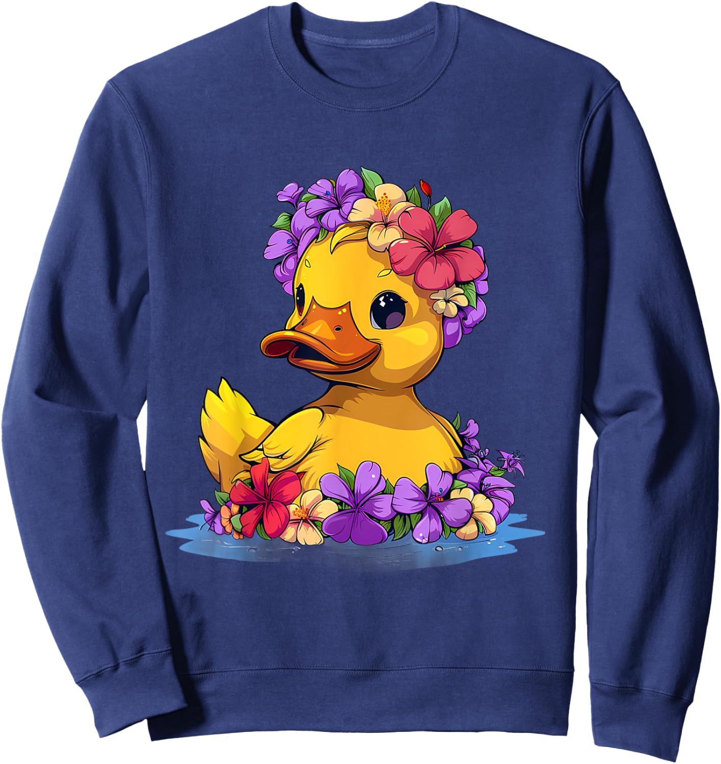 Rubber Duck Floral Hawaiian Rubber Duck Lover Hawaii Sweatshirt - Sweatshirt | Navy