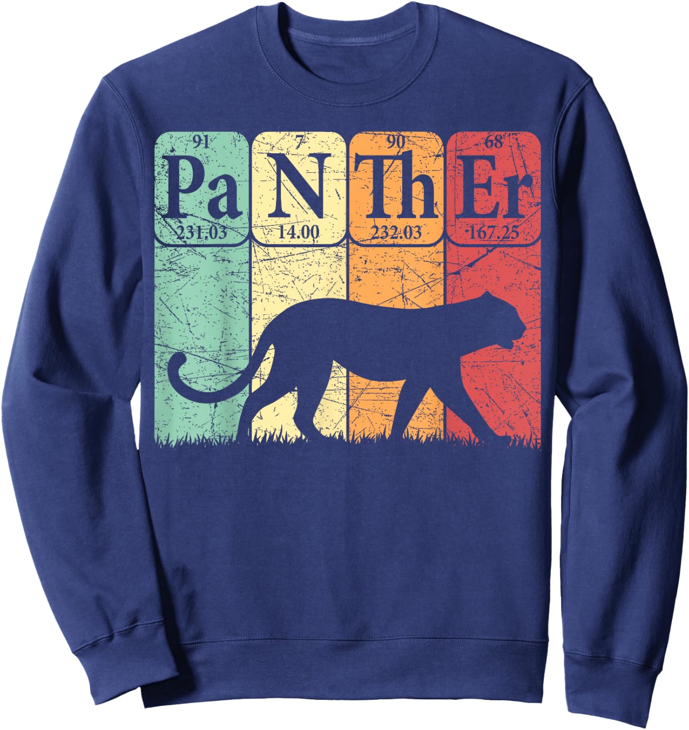 Panther Periodic Table Elements Retro Panther Nerdy Sweatshirt - Sweatshirt | Navy