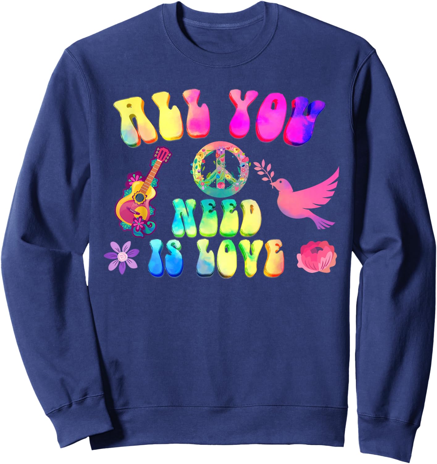 Funny Hippie Costume 60s 70s Costume Women's Men's , black, s Sweatshirt - Sweatshirt | Navy