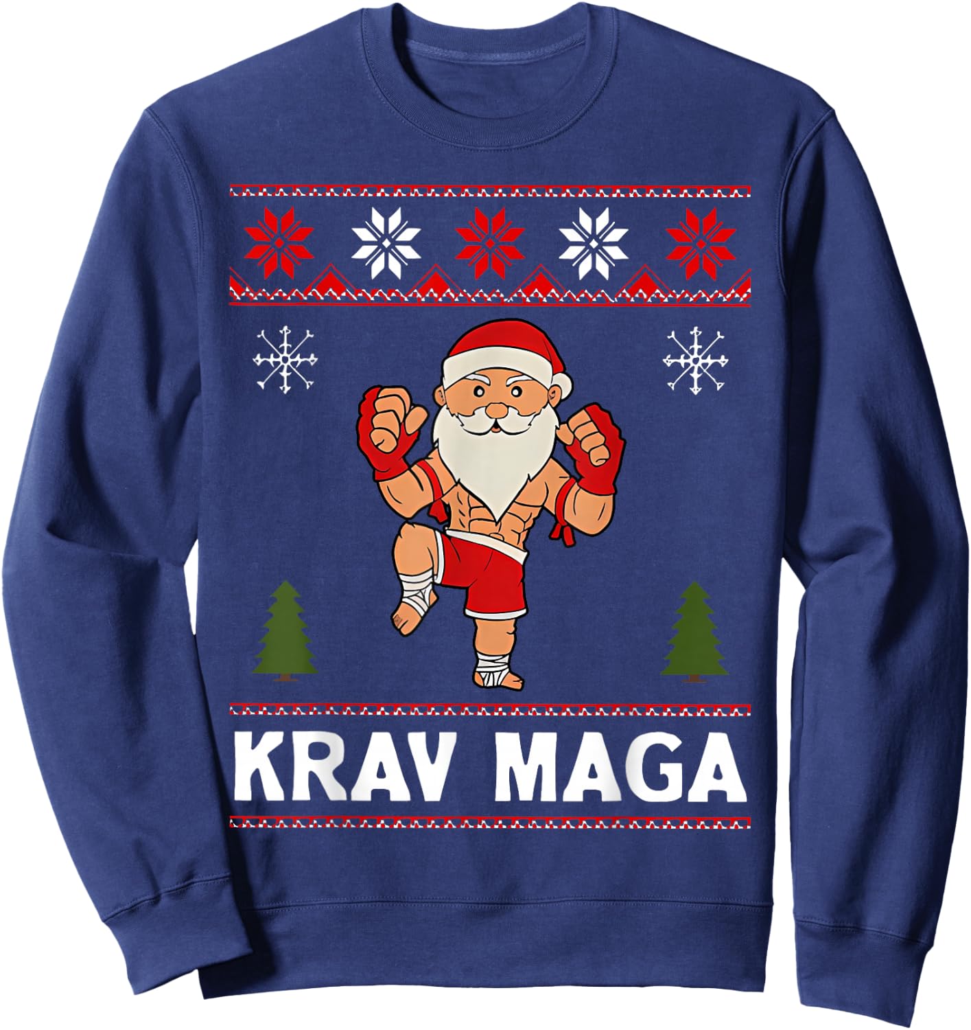 Krav Maga Santa Claus Ugly Christmas Martial Arts Women Men Sweatshirt - Sweatshirt | Navy