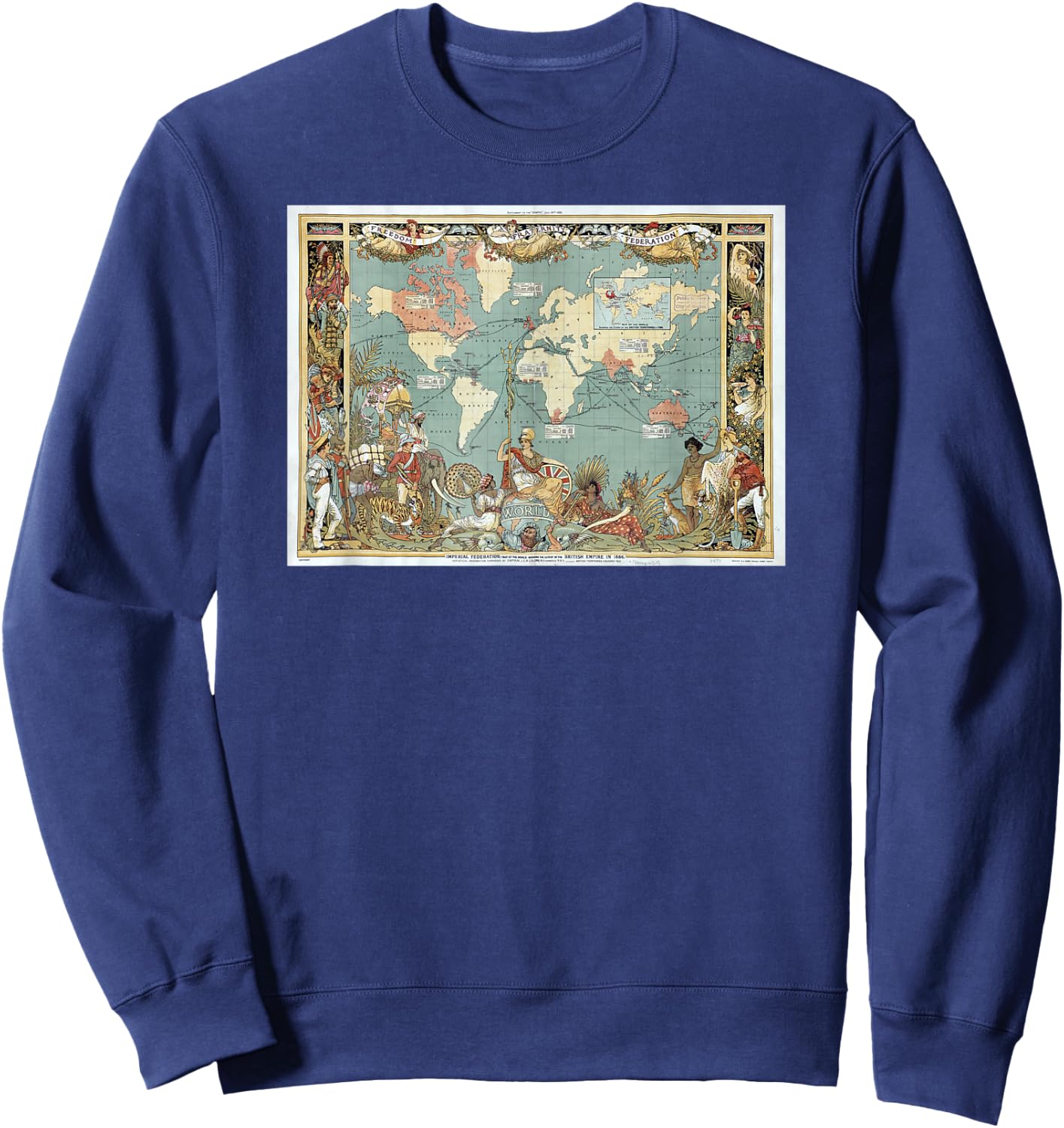 Map of the British Empire in 1886 , Black, S Sweatshirt - Sweatshirt | Navy