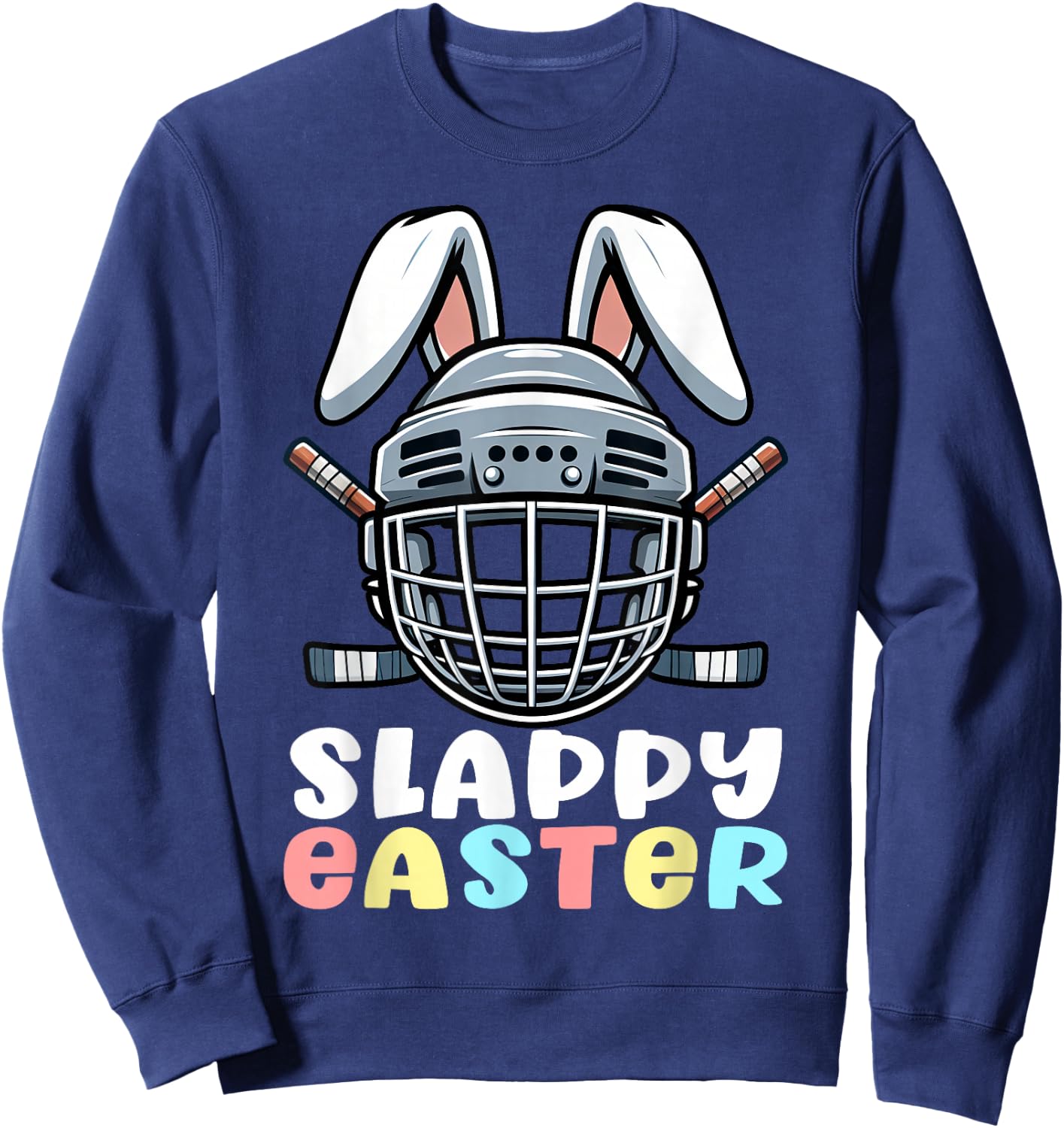 Easter Hockey Bunny Goalie Mask Easter Day Men Women Kids Sweatshirt - Sweatshirt | Navy