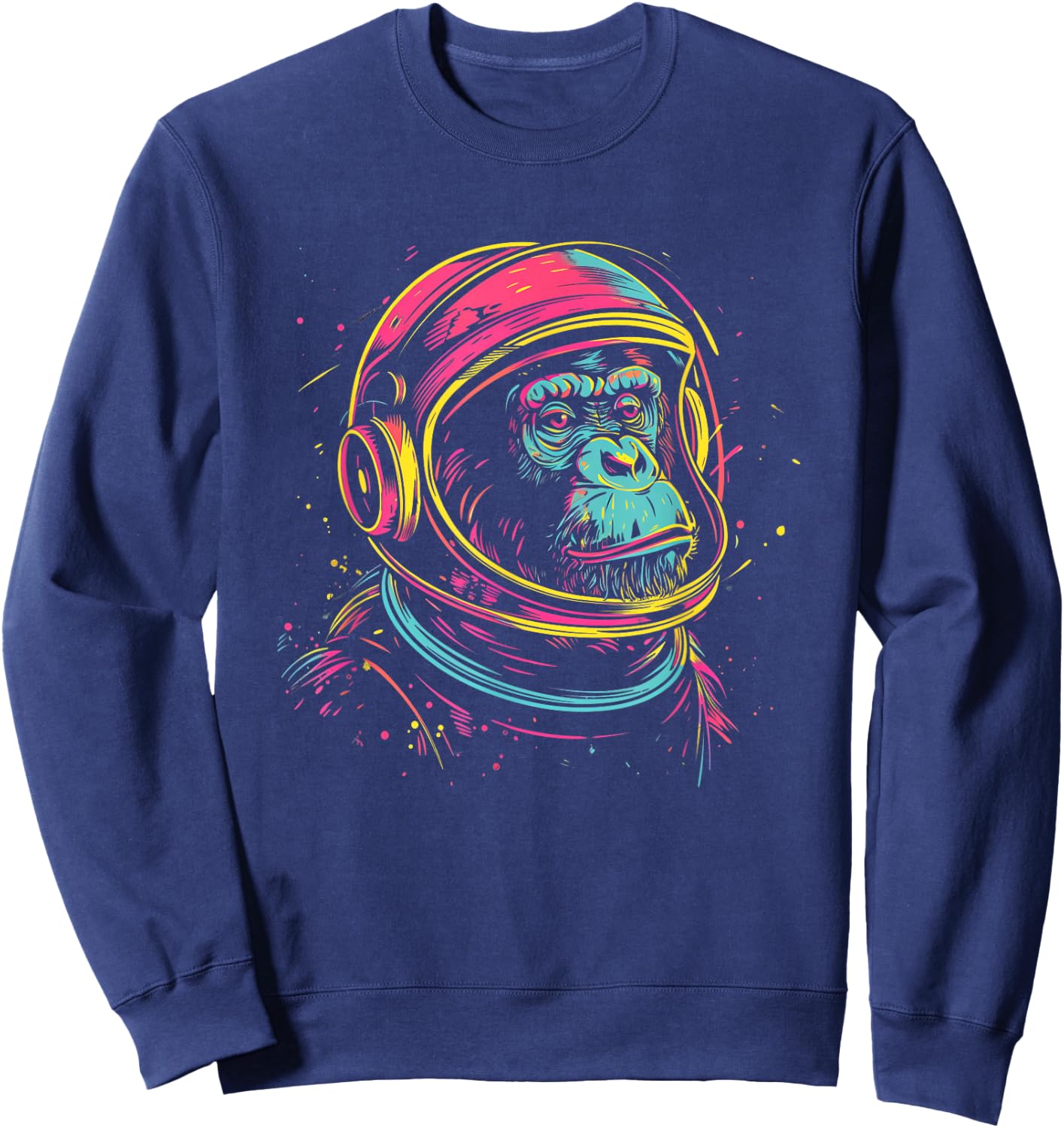 Astronaut Chimp Monkey, Spaceman Chimp Neon design Sweatshirt - Sweatshirt | Navy