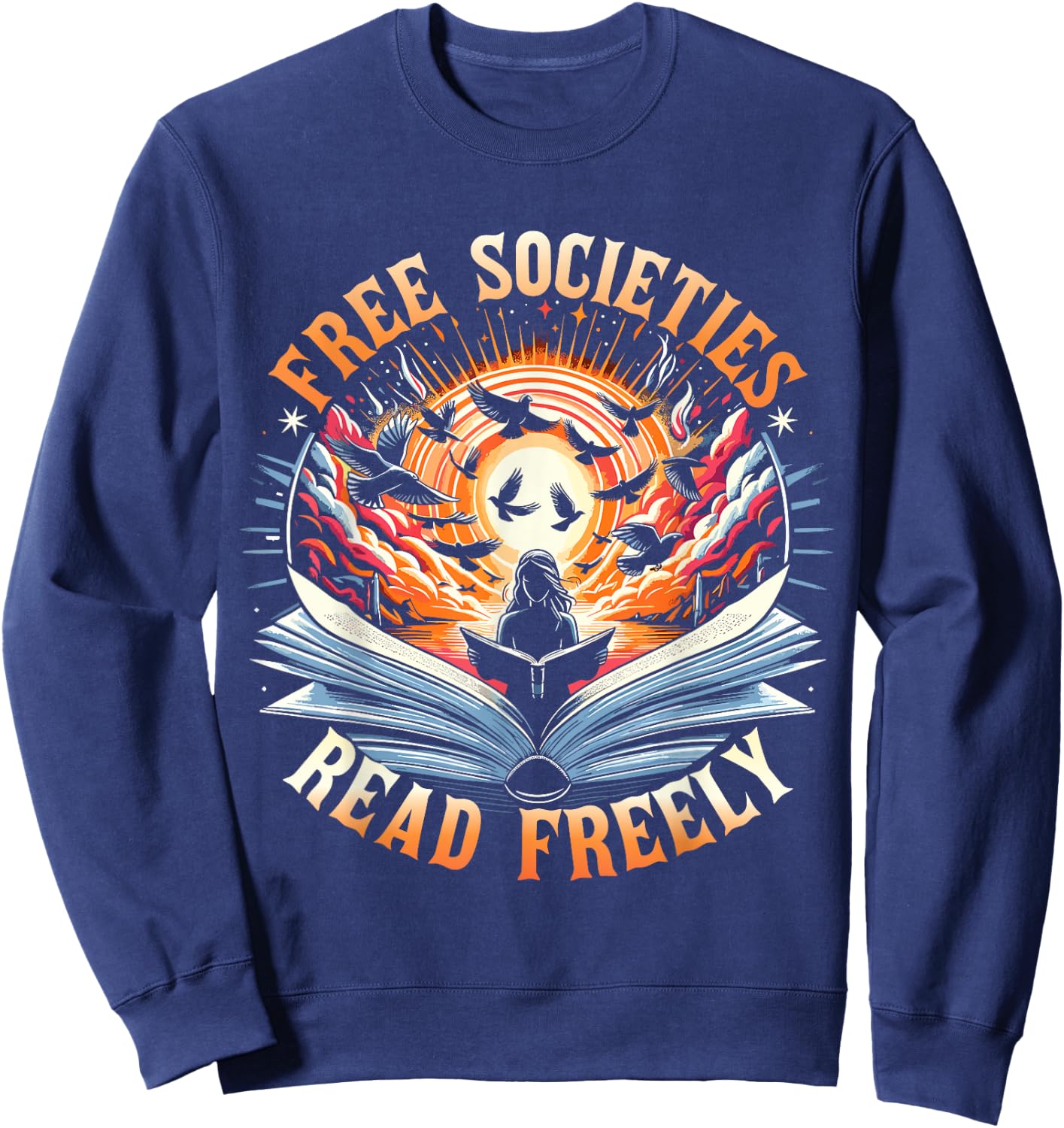 Book Lover Quote Banned Books Sweatshirt - Sweatshirt | Navy
