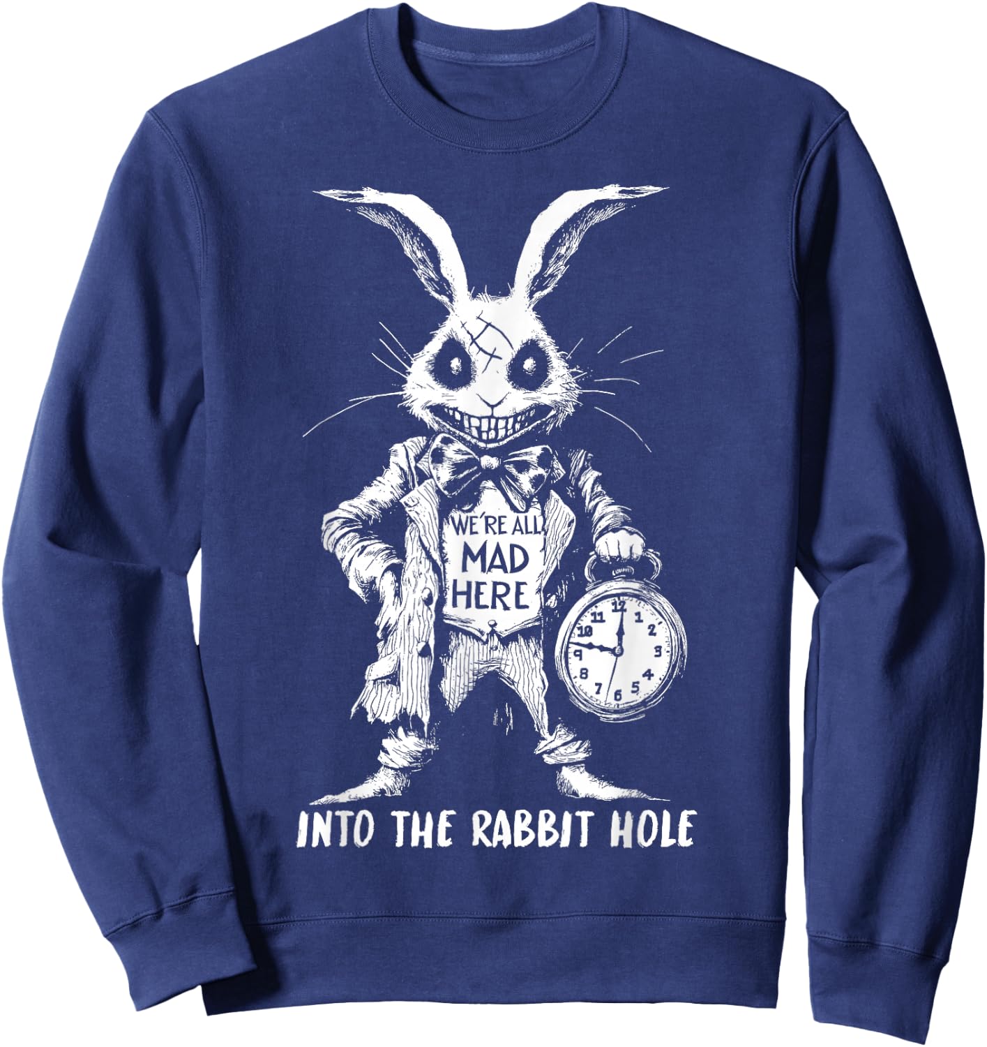 L'effrayant Lapin Blanc au Pays des Merveilles Horreur Sweatshirt - Sweatshirt | Navy