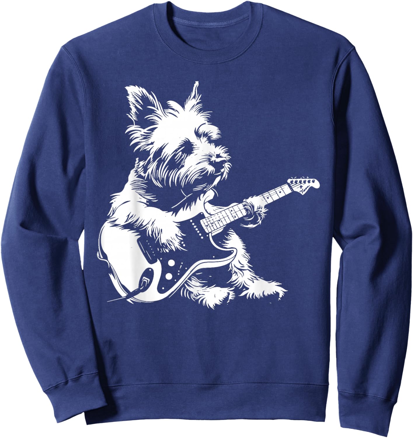 Dog Guitarist Guitar - Westie Dad Mom Sweatshirt - Sweatshirt | Navy