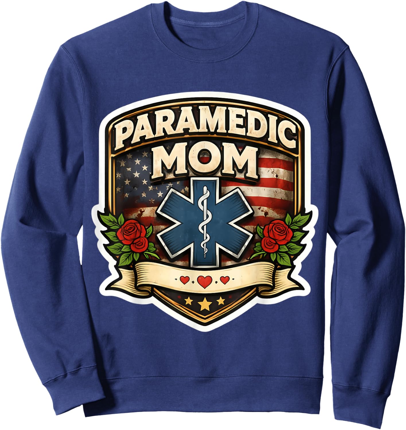 Paramedic Mom Proud EMT Mother's Day EMS Mama American USA Sweatshirt - Sweatshirt | Navy