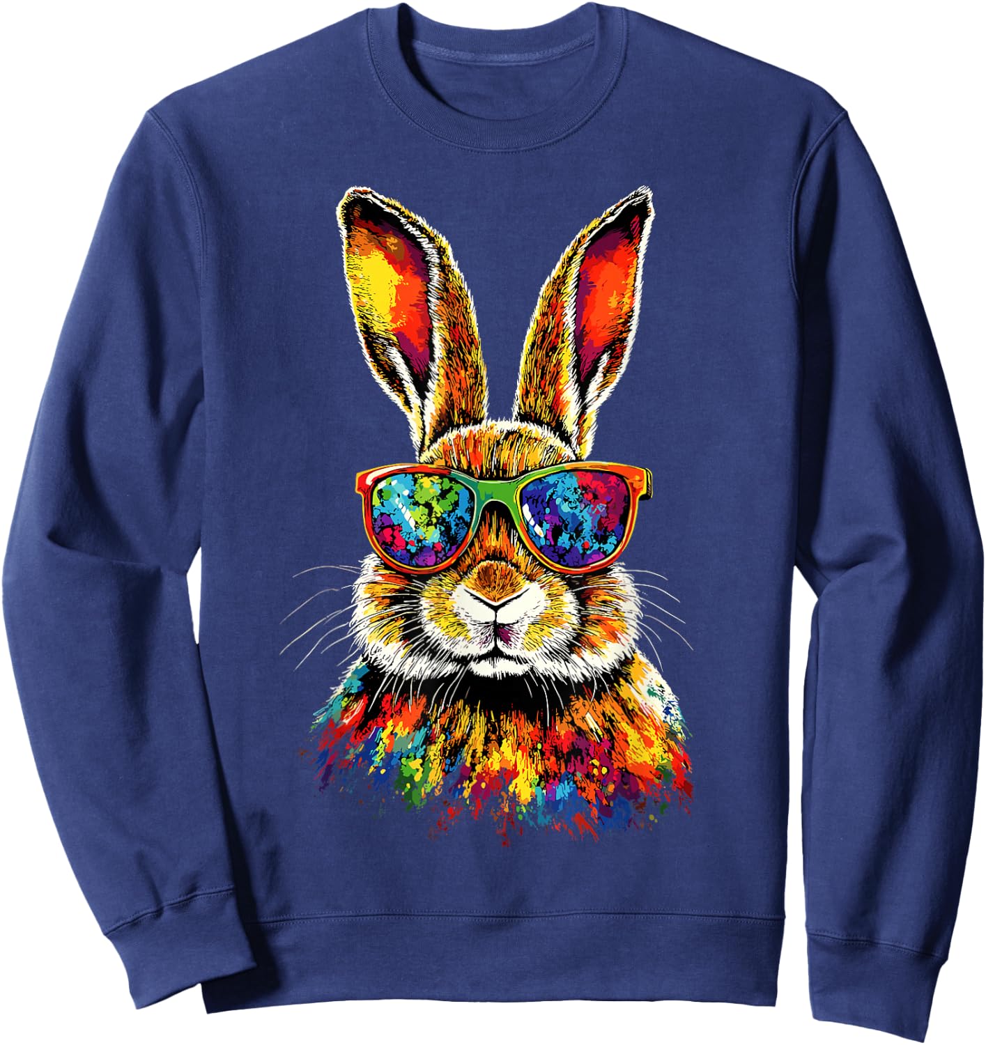 Bunny with Sunglasses Rabbit Brown Hare Cute Bunnies Sweatshirt - Sweatshirt | Navy