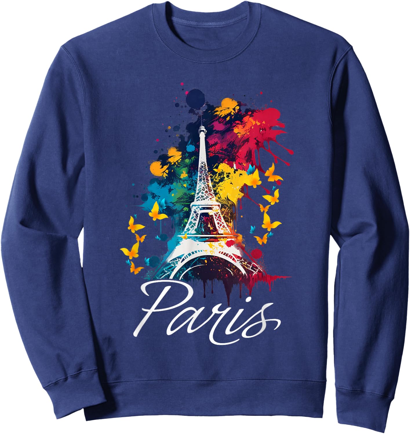 Eiffel Tower Paris Girls Travel Holiday France Souvenir , black Sweatshirt - Sweatshirt | Navy
