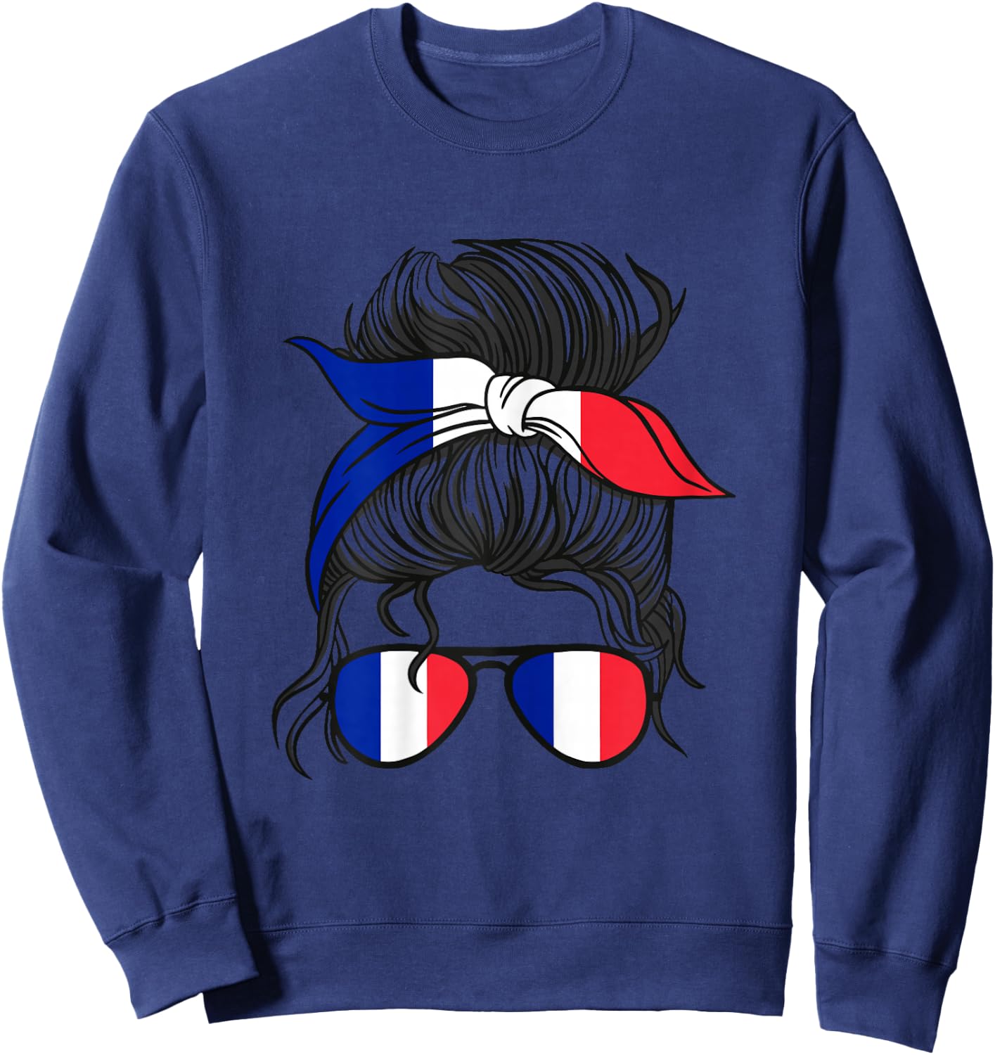 French Girl France French Girl France Women French Flag Sweatshirt - Sweatshirt | Navy