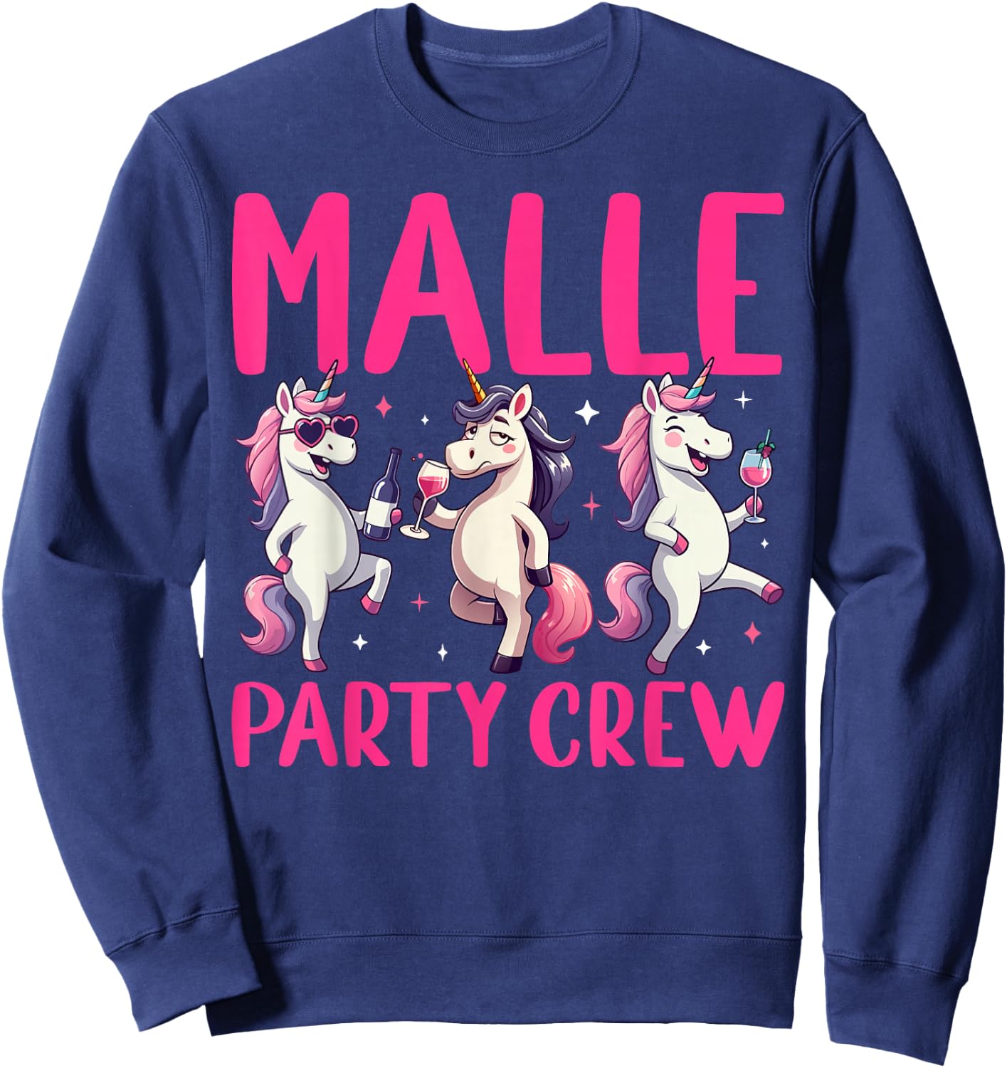 Malle Party Crew Group Motif Unicorn Party Holiday Mallorca , black Sweatshirt - Sweatshirt | Navy
