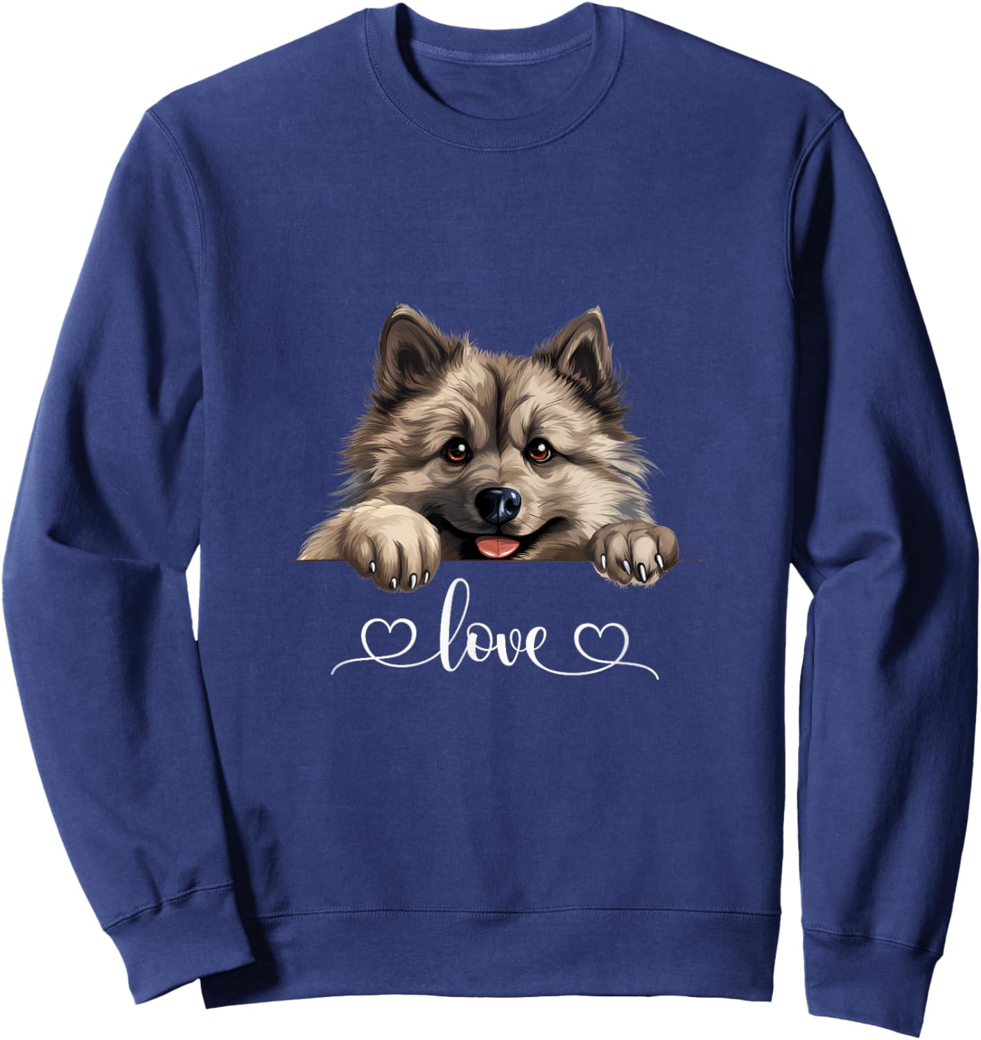 Cute Dog Graphic Love Puppy Keeshond Dog Sweatshirt - Sweatshirt | Navy