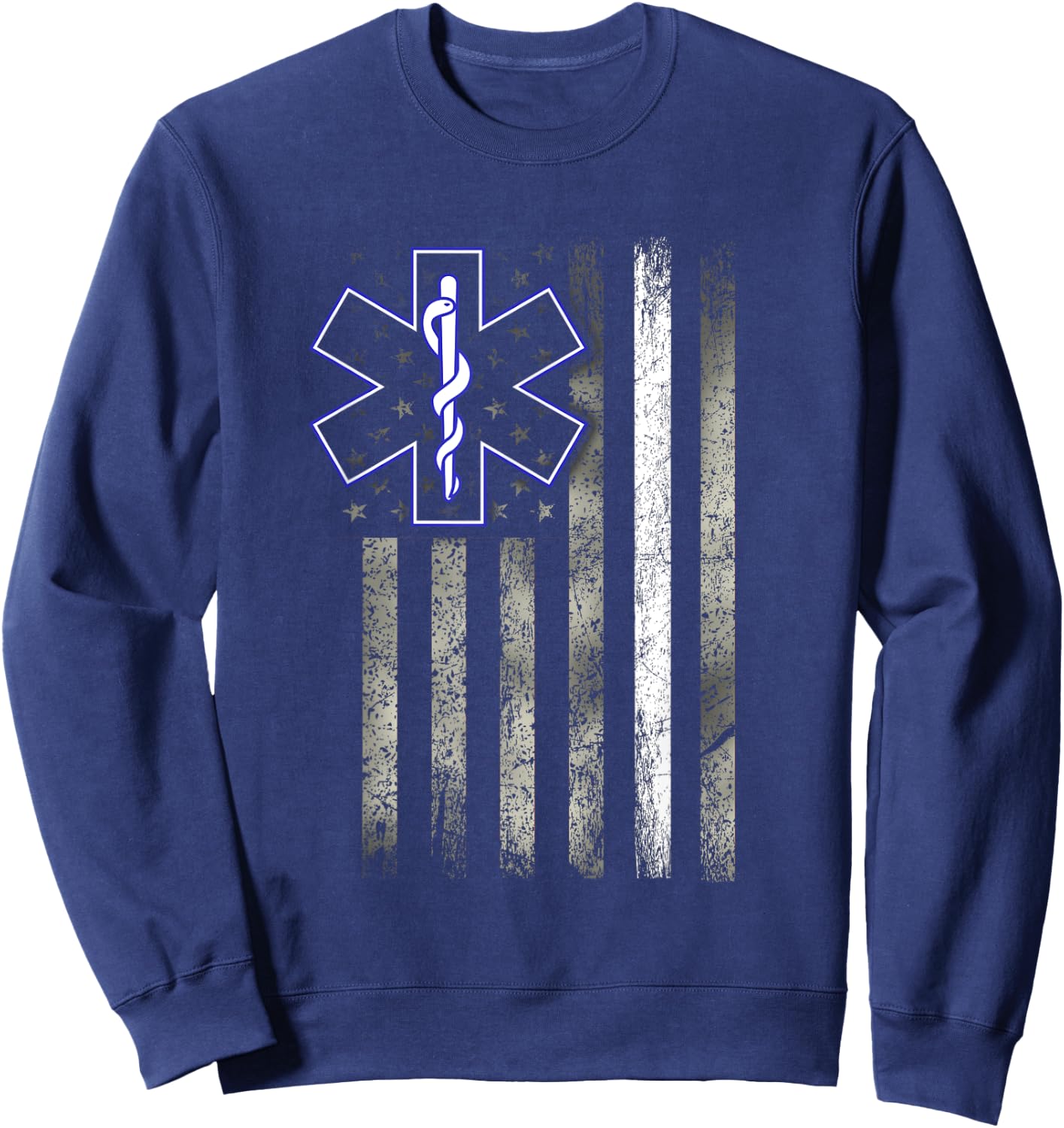 EMS EMT Paramedic - US Flag Thin White Line - Patriotic Men Sweatshirt - Sweatshirt | Navy