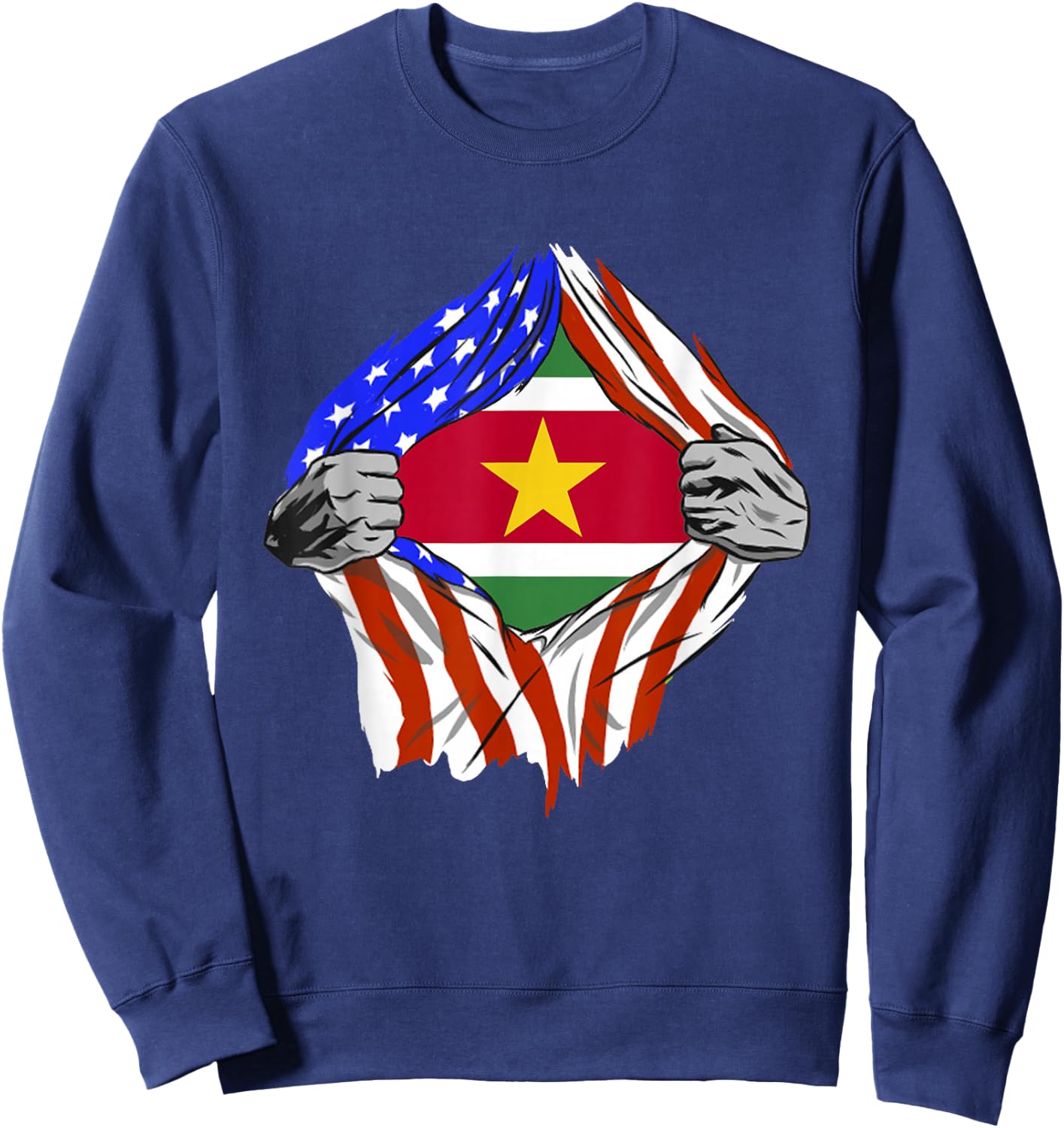 Suriname Flag USA Chest Surinamese Roots Surinamese Pride Sweatshirt - Sweatshirt | Navy