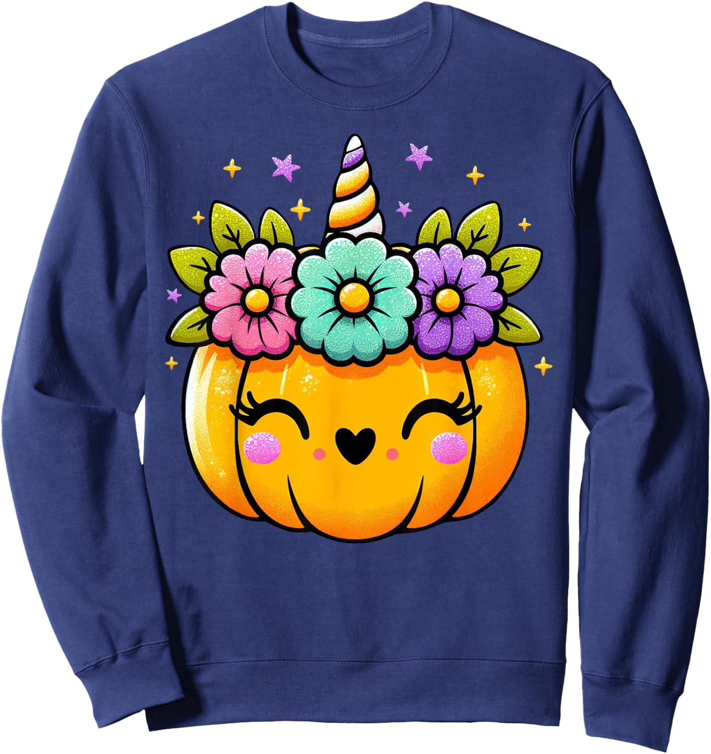 Cute Halloween Unicorn Pumpkin Halloween Girls Sweatshirt - Sweatshirt | Navy