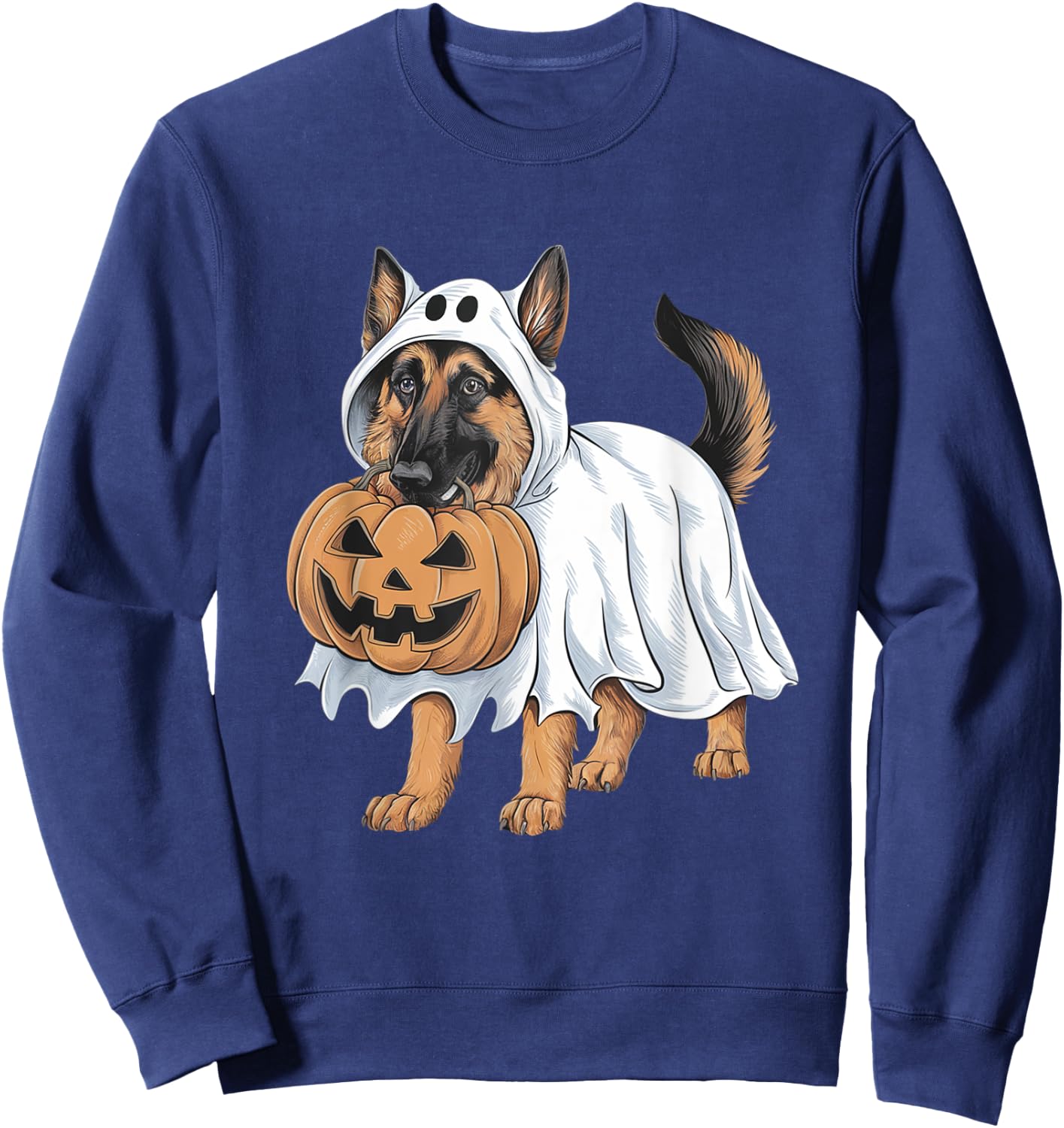 German Shepherd Ghost Dog Halloween Sweatshirt - Sweatshirt | Navy