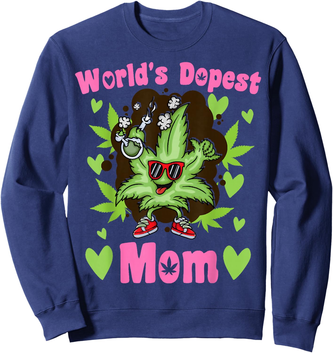 Worlds Dopest Mom Vintage Sunset 420 Family Matching Outfits Sweatshirt - Sweatshirt | Navy