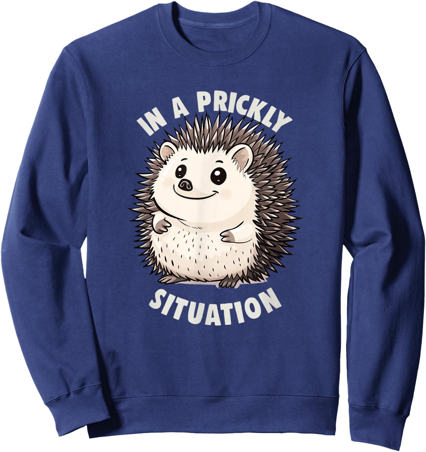 Cute Hedgehogs In A Prickly Situation Hedgehog Sweatshirt - Sweatshirt | Navy