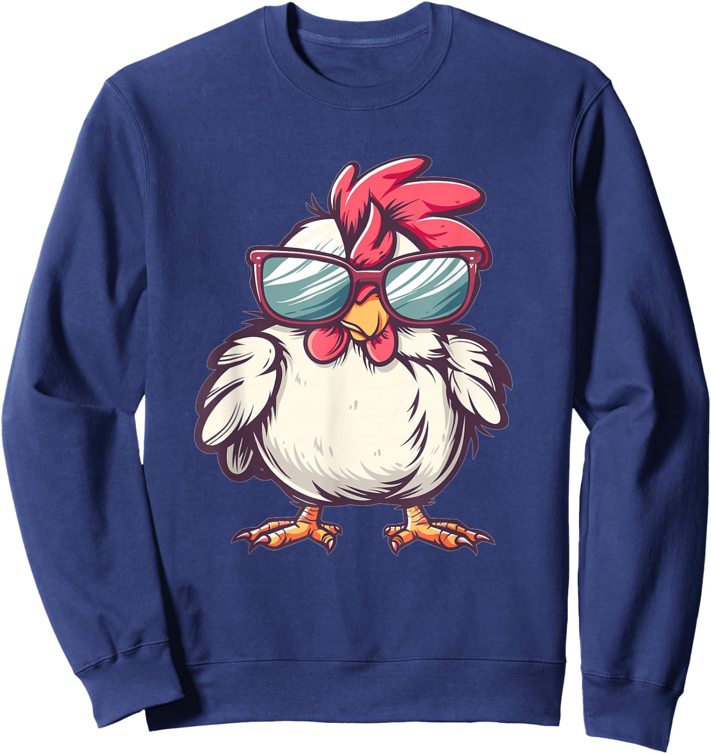 Cute Chicken With Sunglasses I Kids Chicken Sweatshirt - Sweatshirt | Navy