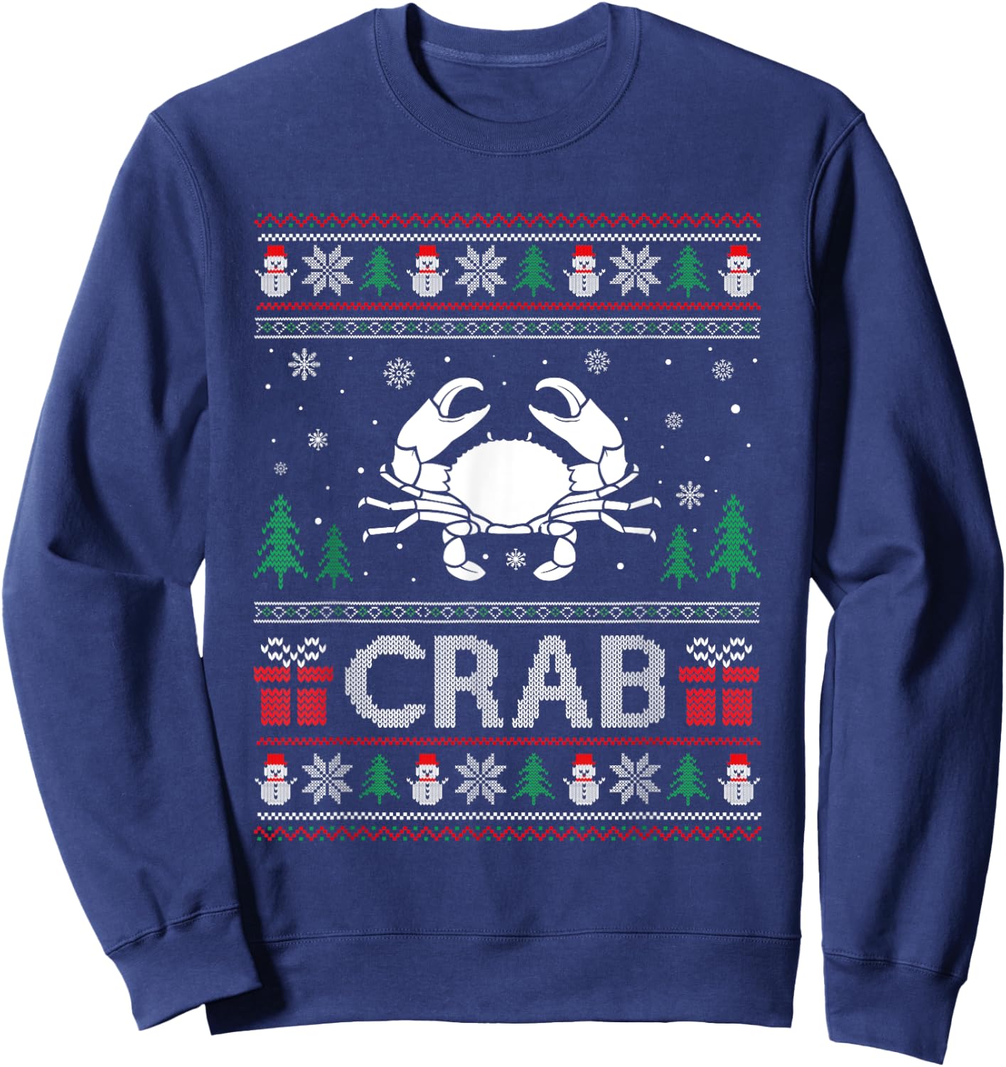 Ugly Christmas Sweater Design Funny Crab Ugly Xmas Sweatshirt - Sweatshirt | Navy