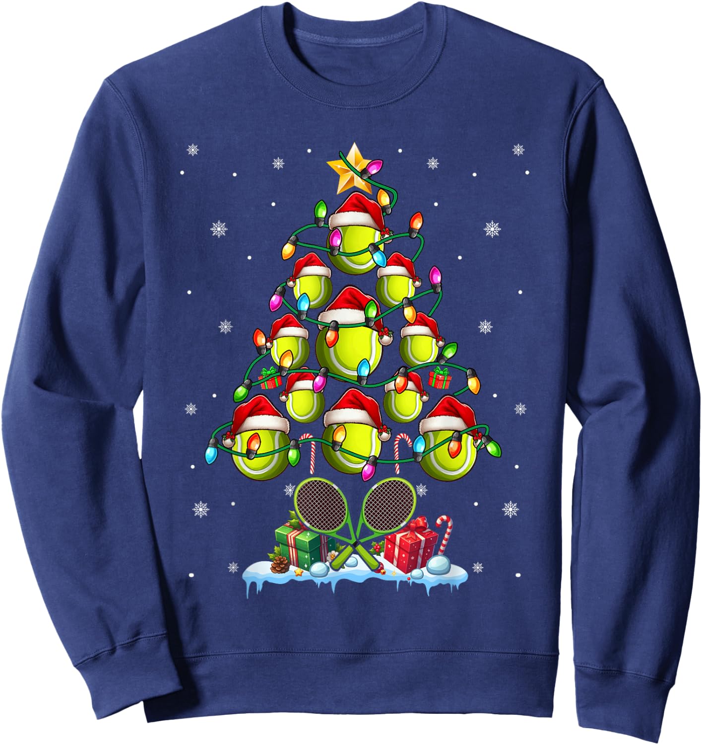 Tennis Balls As Christmas Tree Matching Player Trainer Sweatshirt - Sweatshirt | Navy
